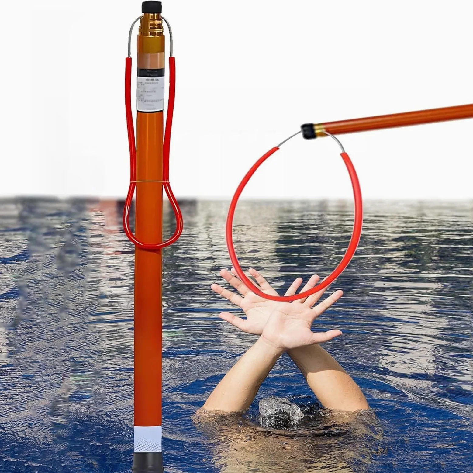 Gancho y poste para salvar vidas de piscina, postes reflectantes resistentes de rescate para salvar vidas/varillas de fibra de vidrio para niños mayores, adultos, yates de barco, muelle junto al lago
