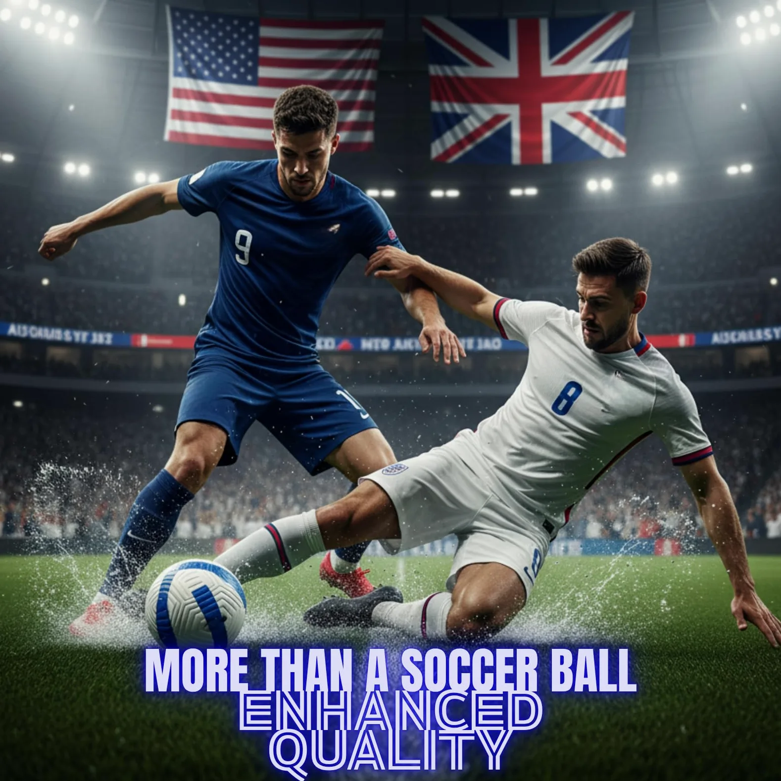 Balón de fútbol profesional, tamaño 5, cuero resistente a la intemperie, blanco y azul