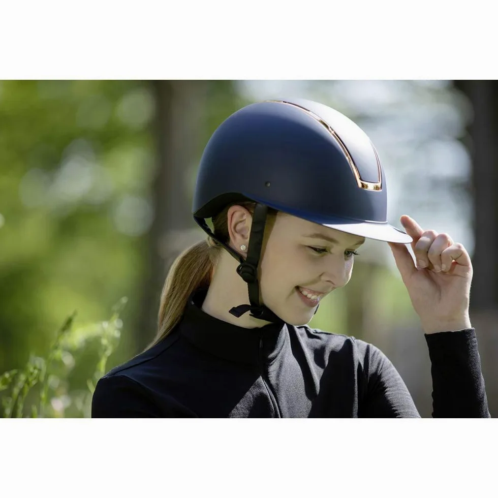 HKM Lady Shield 9178 - Casco de equitación (58-60 cm), color negro y oro rosa