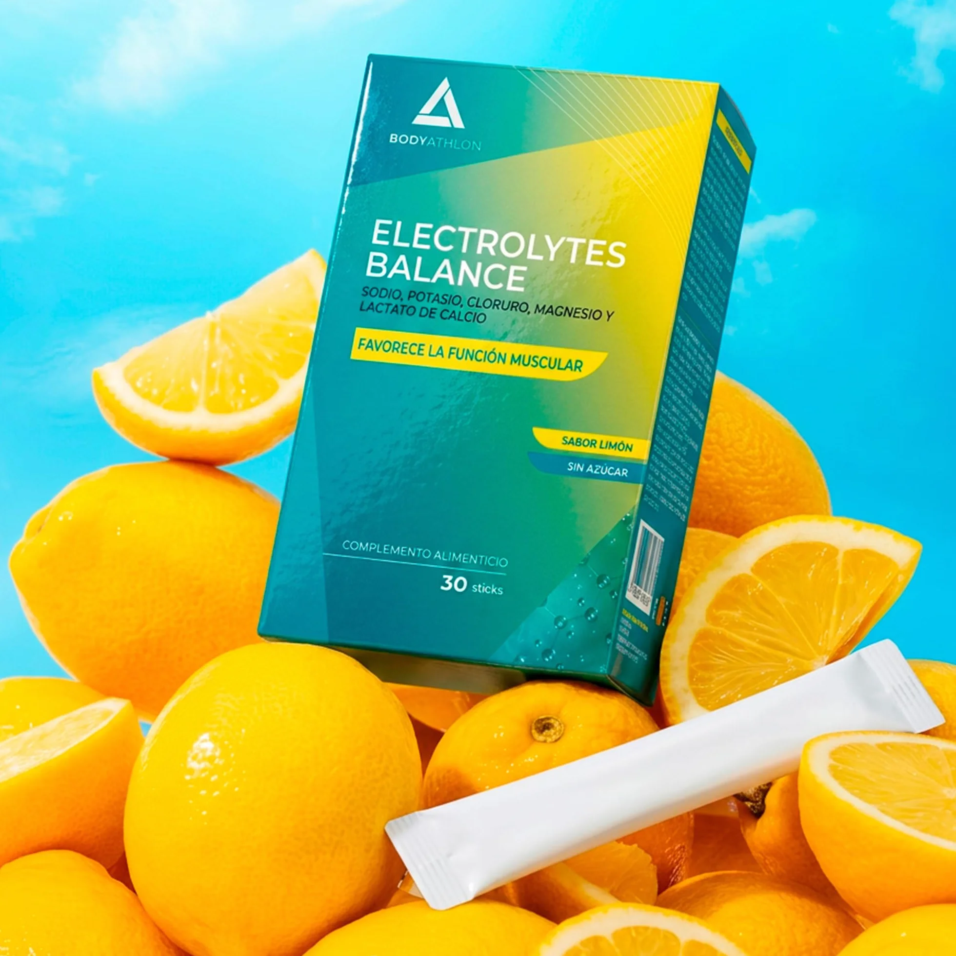 Electrolitos Sin Azucar en Polvo 1779mg Limón Sales Minerales para el Deporte Bodyathlon