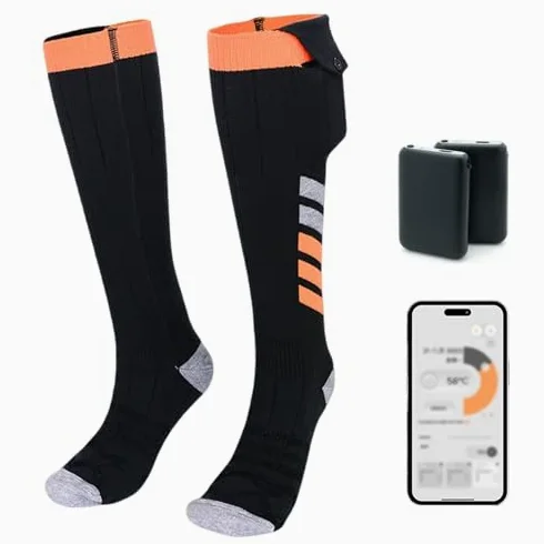 Calcetines calefactados, calentadores eléctricos recargables con control de aplicación, hasta 8 horas de calentamiento, ideales para hombres y mujeres, perfectos para actividades en clima frío como