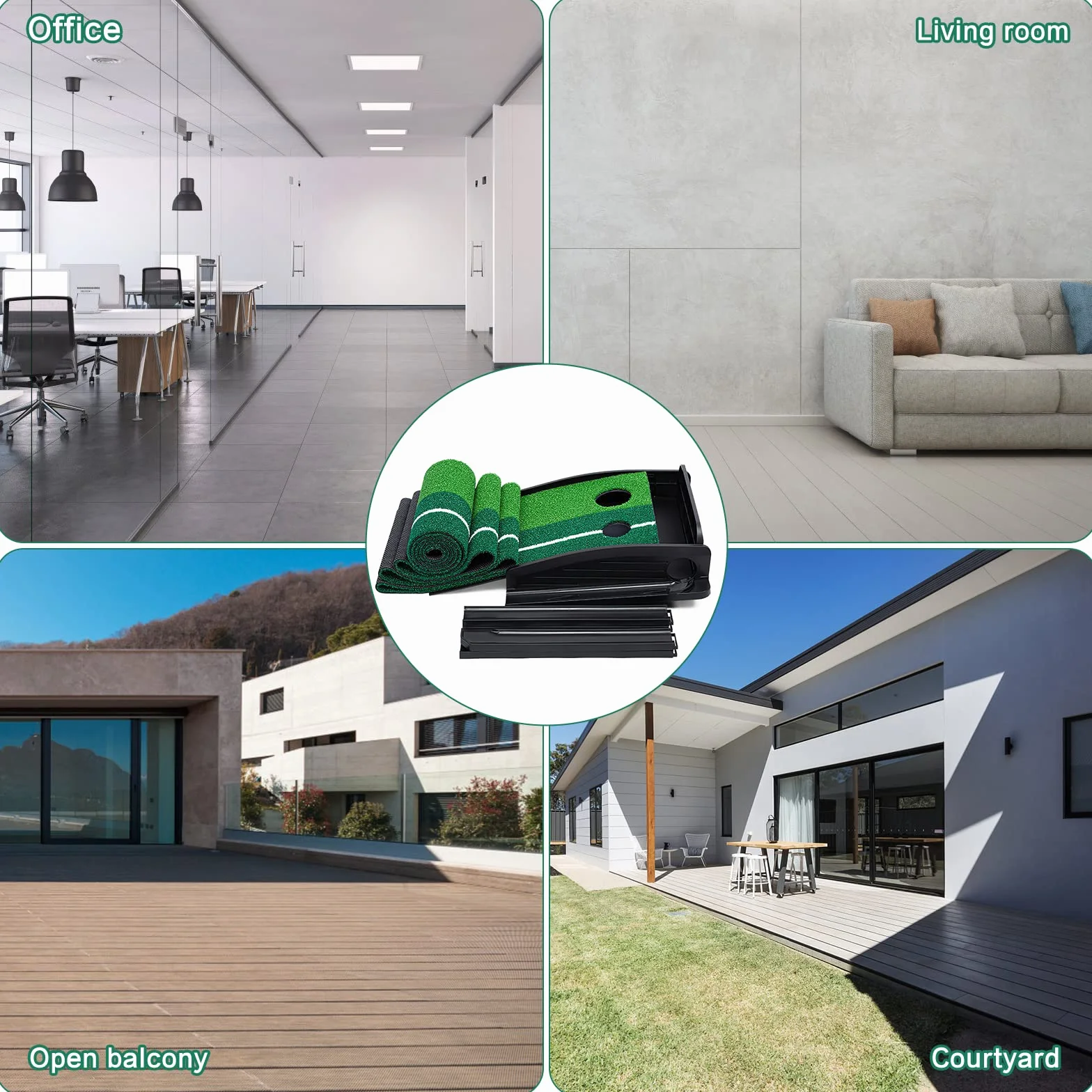 Alfombrilla de golf para el retorno del coche, alfombrilla de entrenamiento de golf de la fisca, alfombrilla de entrenamiento para interior y exterior, con 6 pelotas de golf, la oficina, el gimnasio