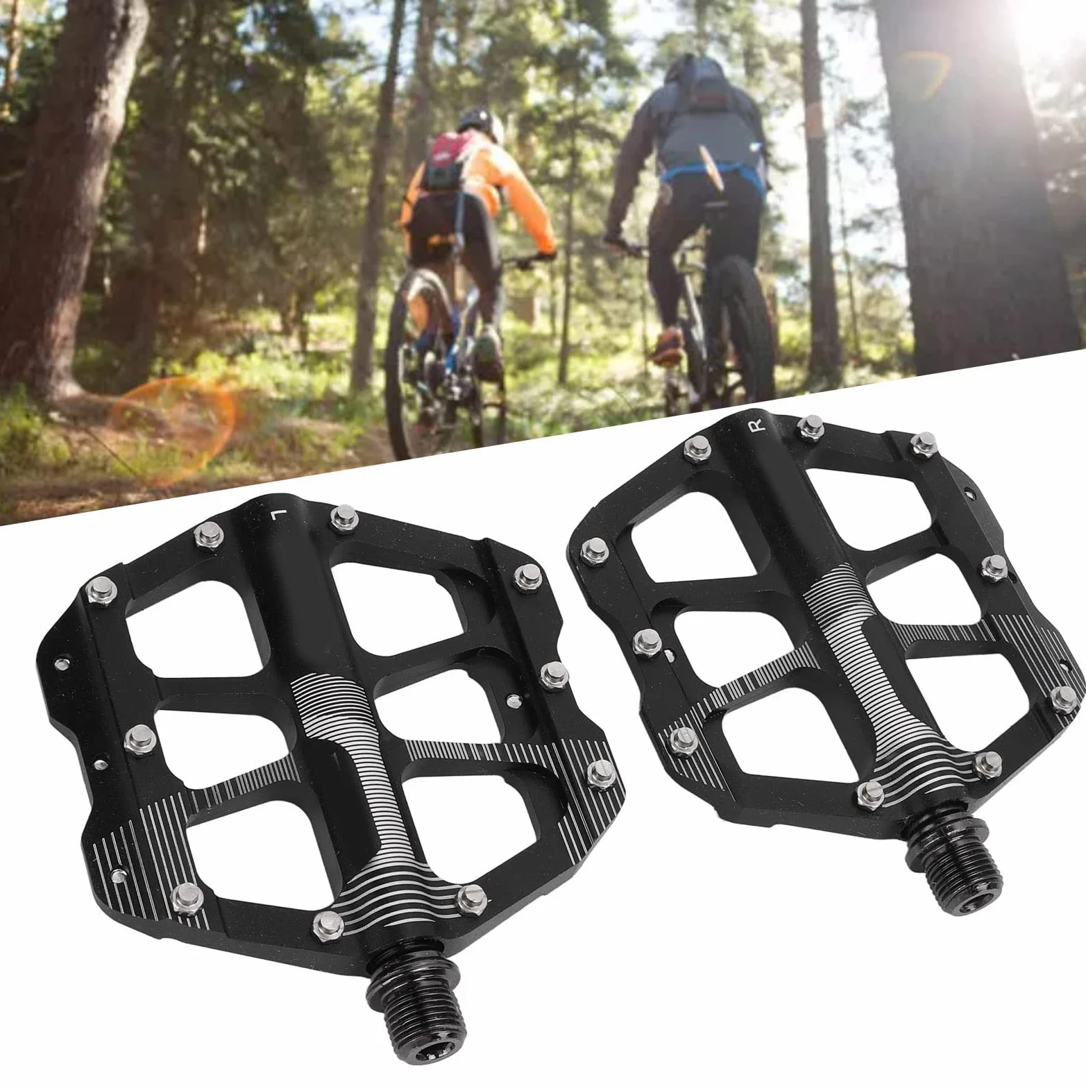 Changor Pedal de Bicicleta Ultraligero Antideslizante con 3 Rodamientos para Bicicleta de Montaña y de Carretera, Aleación de Aluminio, Banda de Rodadura de 107 Mm, 1 par