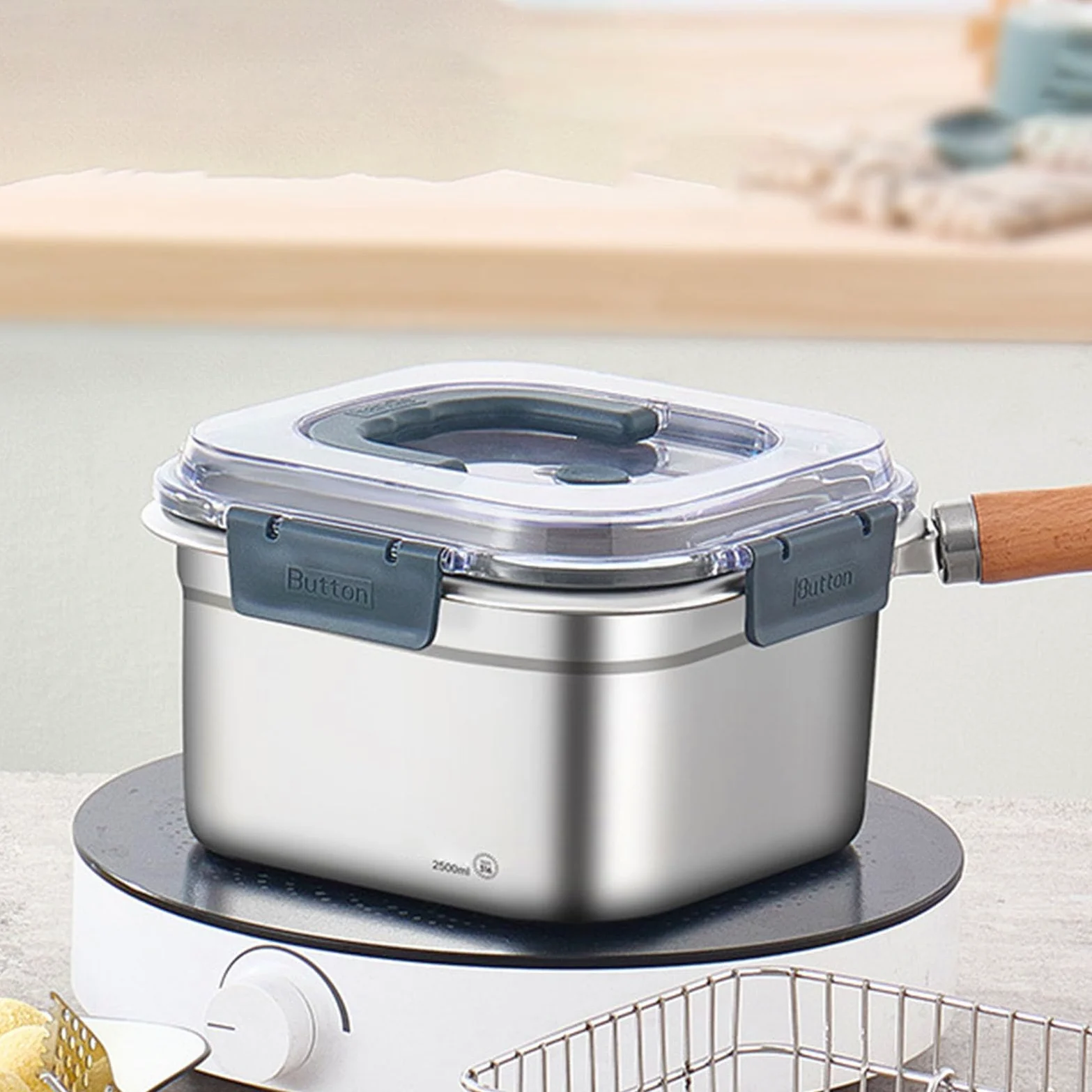 Utensilios de cocina para camping, juego de ollas y sartenes para | exteriores, freidora portátil, olla de gran capacidad, sartén cuadrada para camping, equipo de campamento ligero, maceta para
