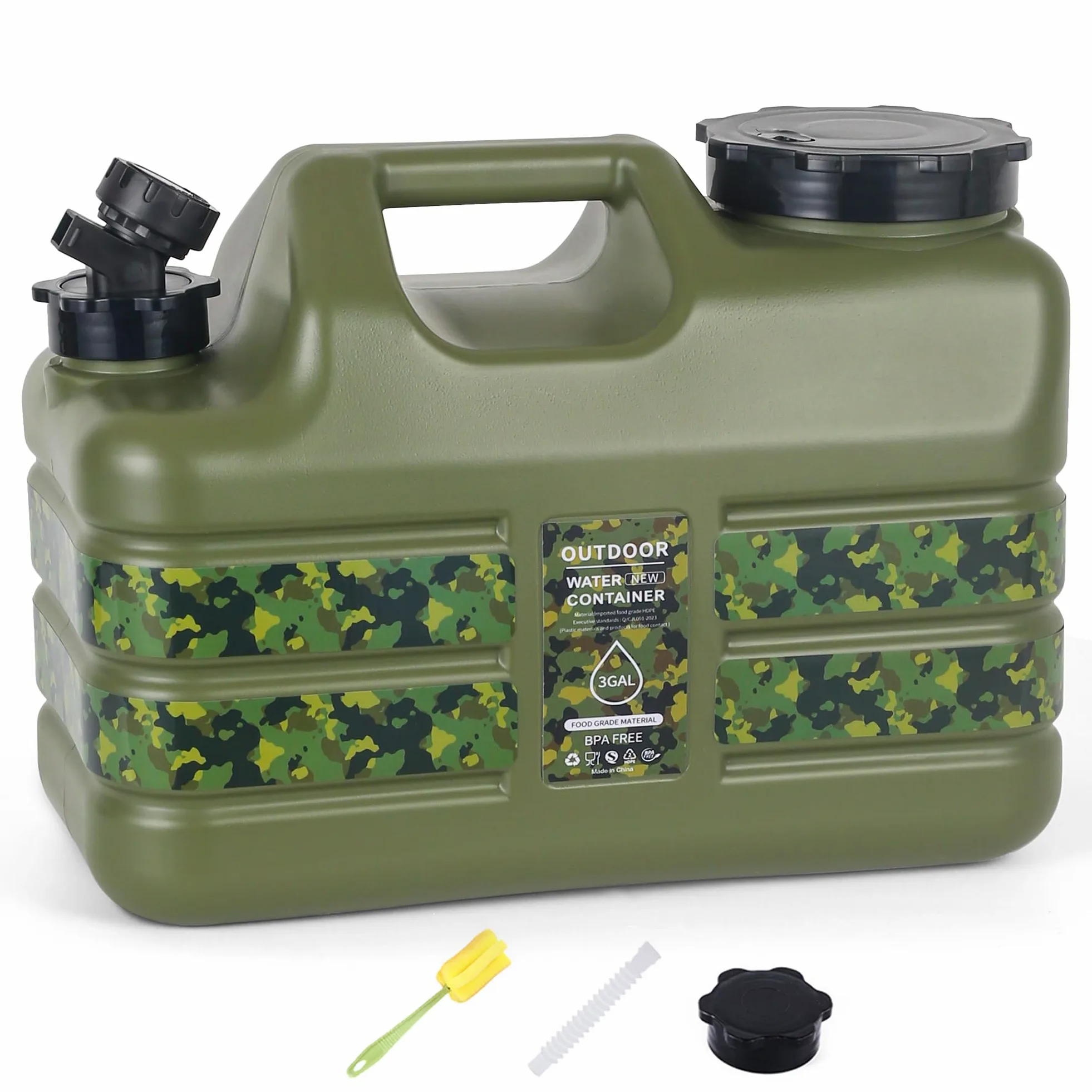 ASIEIT Bidón de Agua con Grifo de 11L, Bidón de Agua para Camping, Tanque de Agua Portátil Multiusos sin BPA, Tanque de Agua para Camping con Asas, Bidón Antifugas, para Emergencias y Exteriores