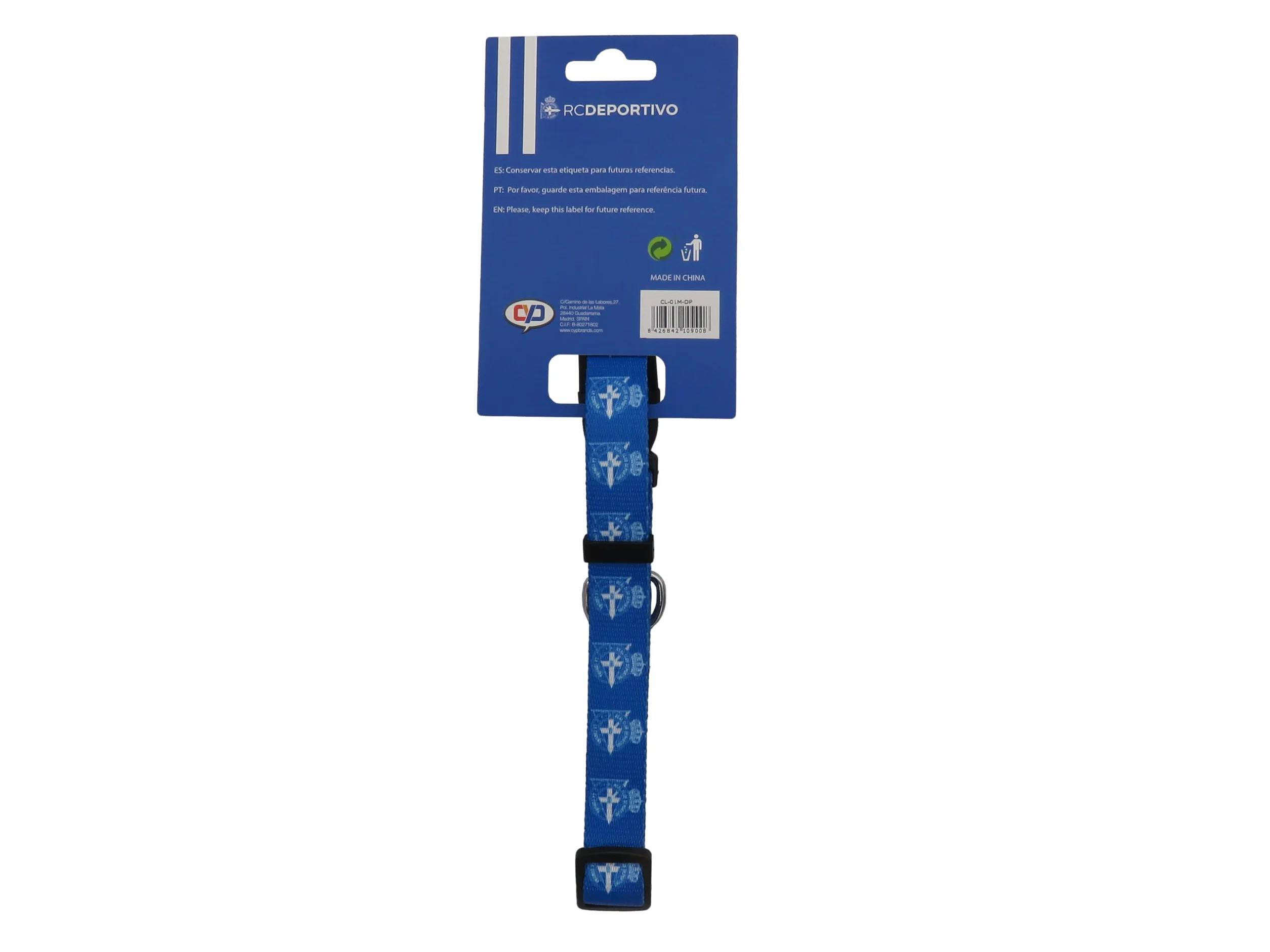 CyP Brands- Deportivo de la Coruña, Collar, Accesorios para Mascotas, Talla S, Color Azul, Producto Oficial