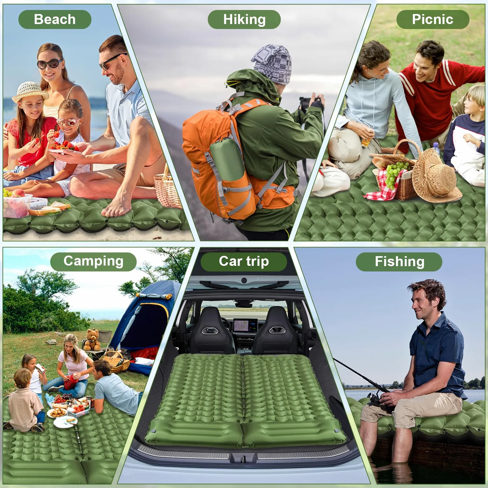 Colchoneta inflable ultraligera para dormir para camping, almohadilla de dormir autoinflable con bomba de pie integrada, colchón de aire duradero e impermeable para aventuras de camping y