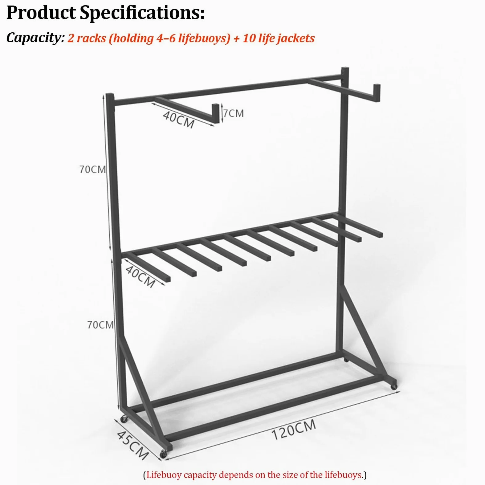Estante de Almacenamiento para Equipos de Piscina, Soporte Resistente para Chalecos Salvavidas y Aros Salvavidas con Ruedas giratorias, Organizador Independiente para muelles, Capacidad