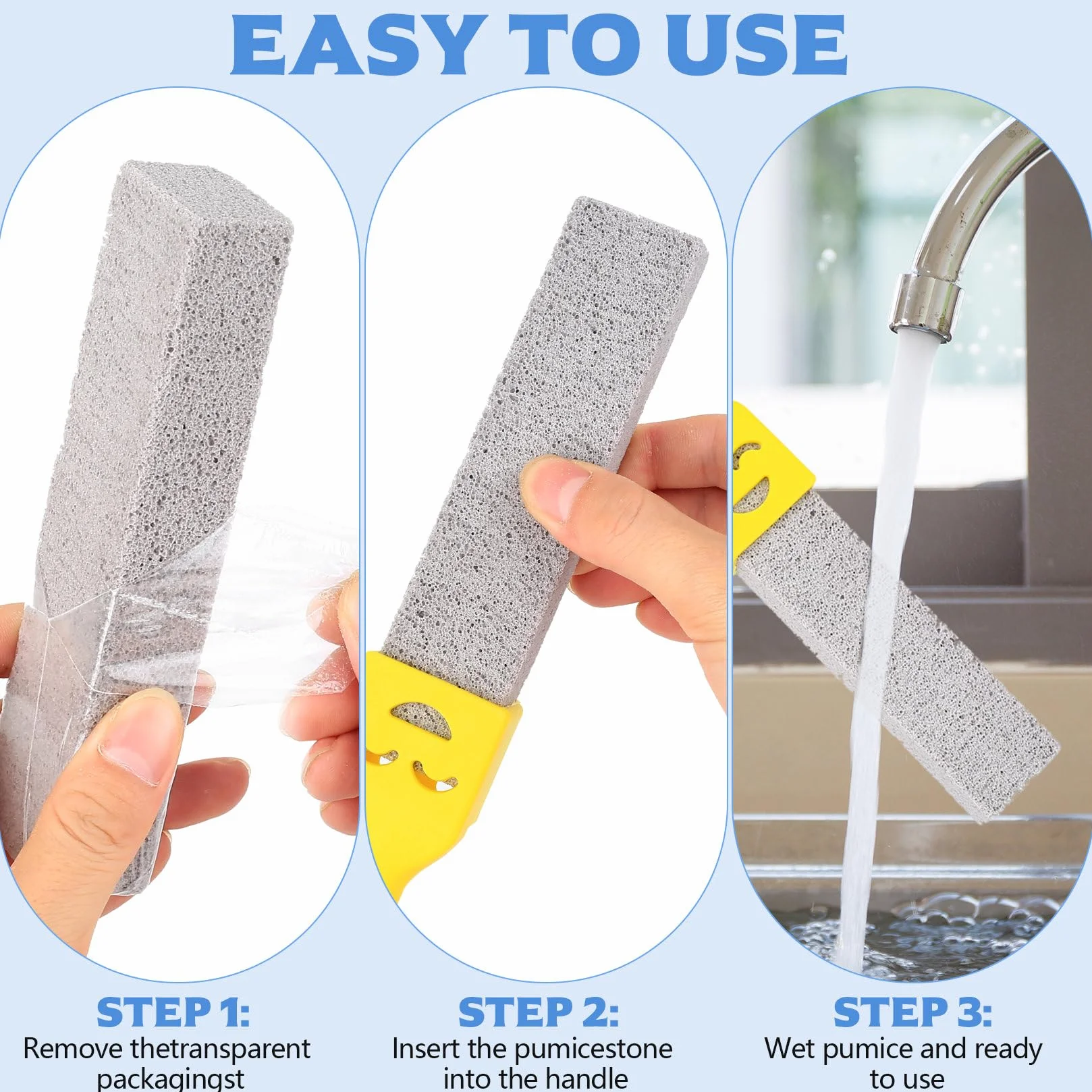 Piedra Pomez para Limpieza WC Baño, Bloque de Inodoro con 2 Mango, Pumice Stone Cleaning Block Reemplazable