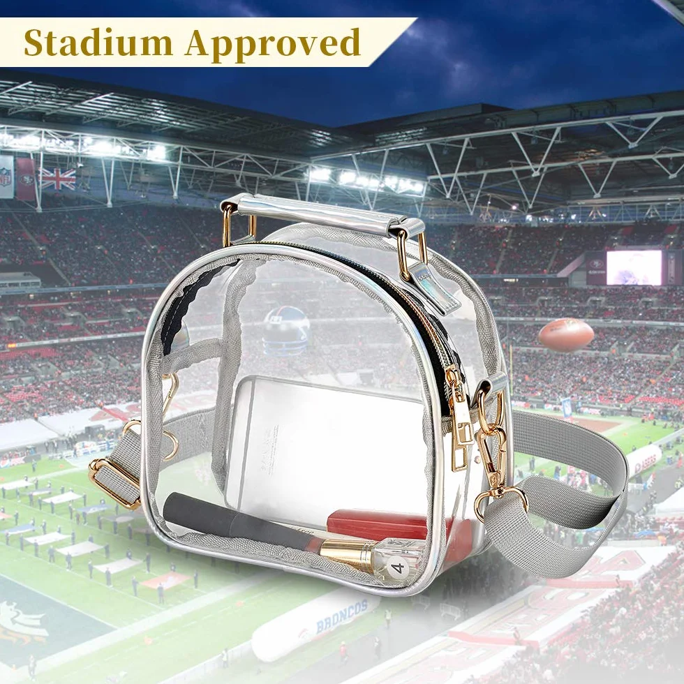 COROMAY Bolso transparente para mujeres/niñas, NFL bolsa transparente para estadio, bolsa cruzada premium transparente aprobado por el estadio con correa ajustable y cremallera colorida