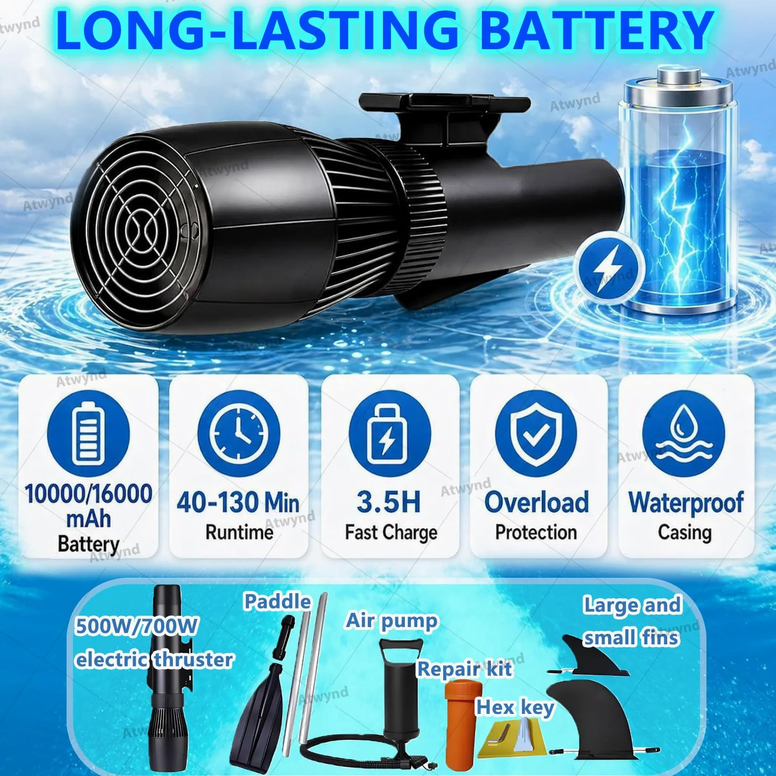 Moto Acuática Plegable con Motor, Lancha Motora Eléctrica para 2 Personas para Adultos y Niños, Lancha Motora Inflable Plegable, Ideal para Snorkel, Buceo y Actividades en El Océano Nothruster