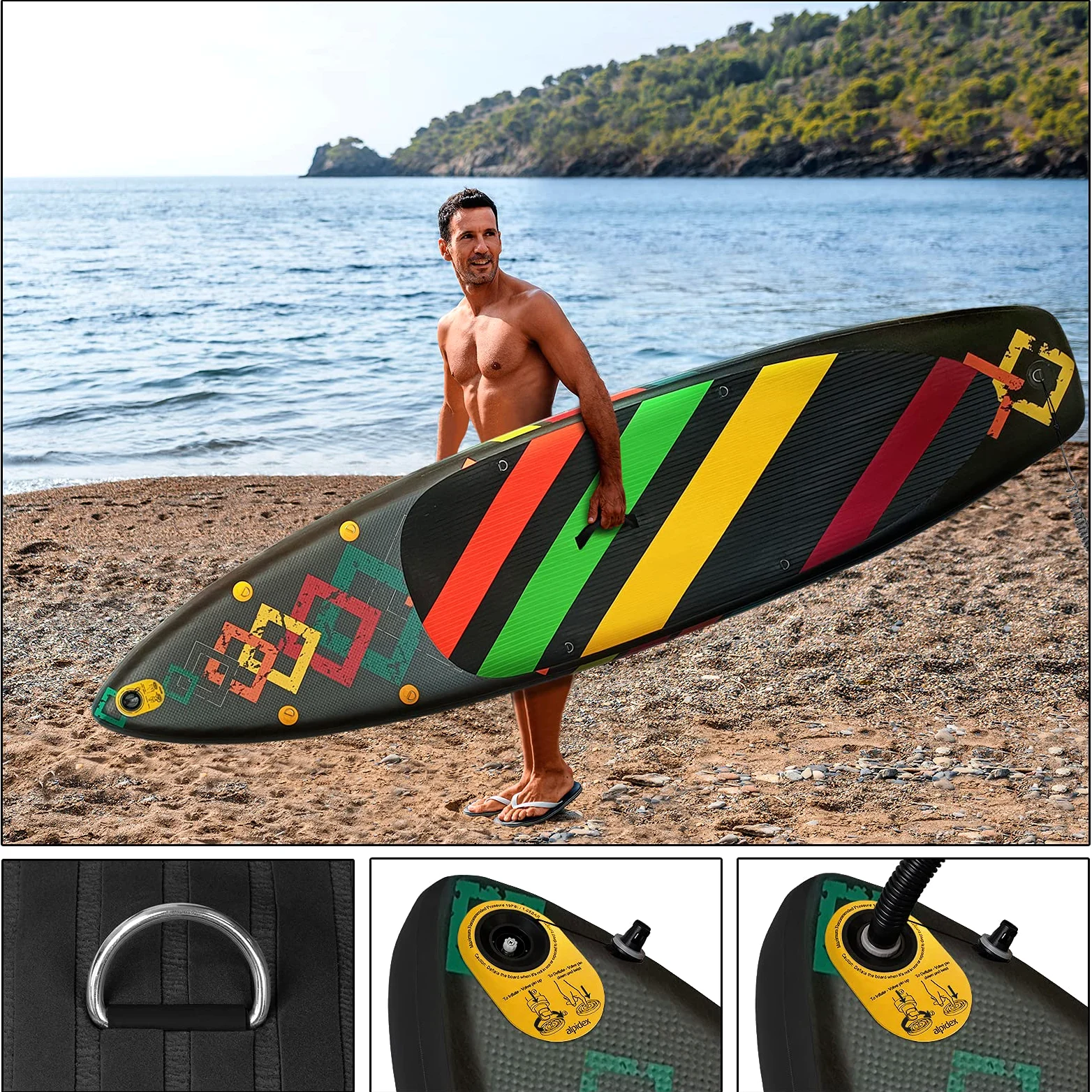 ALPIDEX Tabla Paddle Surf Hinchable 320x76x15cm hasta 200kg Sup Padel Set | Doble Remo, Bolsa Transporte, Aletas, Bomba, Correa, Kit Reparación, Estable, Ligero, Principiante, Lago, Río, Adulto, iSUP