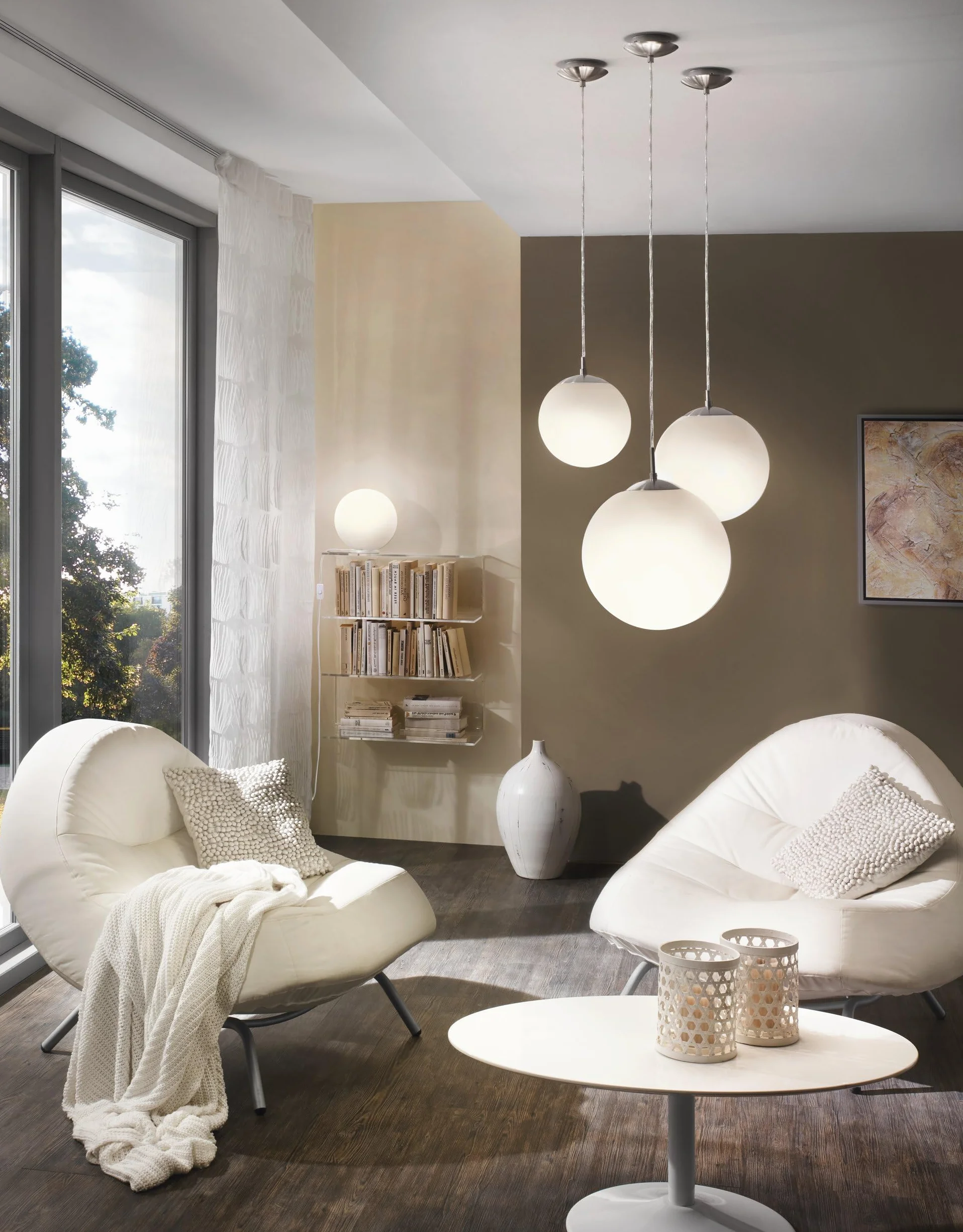 Eglo Rondo lámpara de mesa cristal opalino blanco mate E27 con interruptor