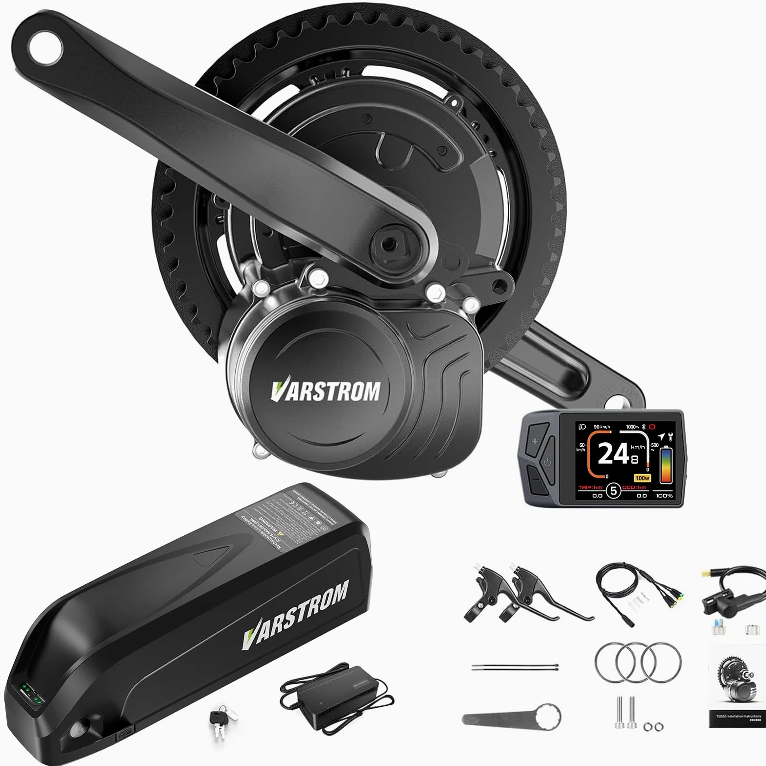 TSDZ Mid Motor Kits TSDZ-2B Z8 TSDZ16 Kit Conversion a Bicicleta Electrica - Motor Eléctrico Mid Drive 36V 48V - Kit de Bicicleta Electrica con Pantalla LCD y Batería Opcional para Pedalier 68-73MM