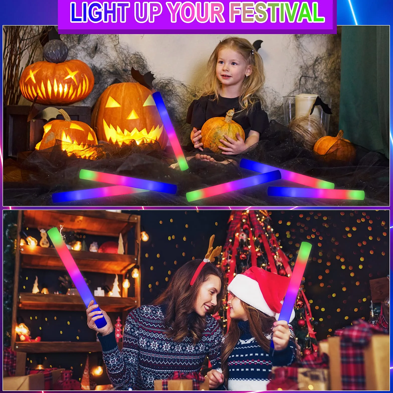 Palos Led Multicolor 58 Unidades para Navidad Bodas Fiestas