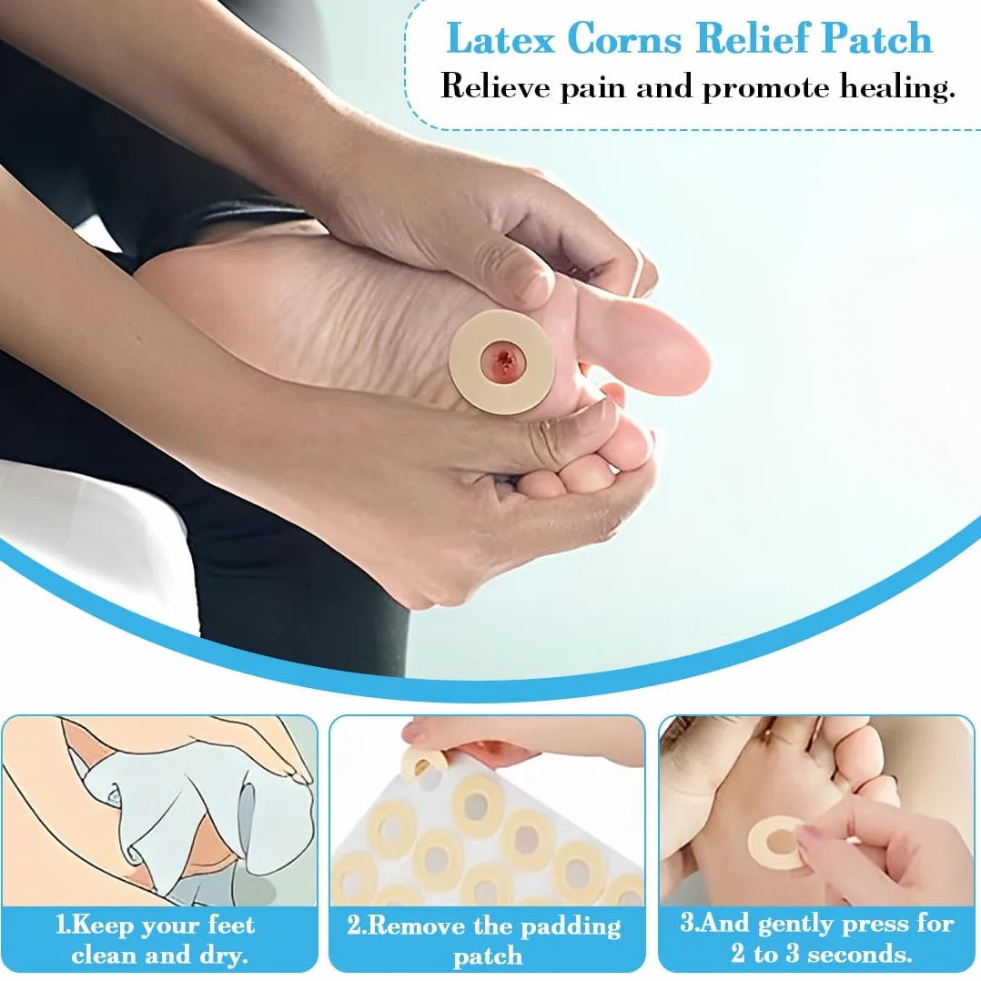 Almohadillas Autoadhesivas para Callos, Cojines de Maíz, Espuma de Látex, Antifricción, Reduce Dolor de Pie y Talón