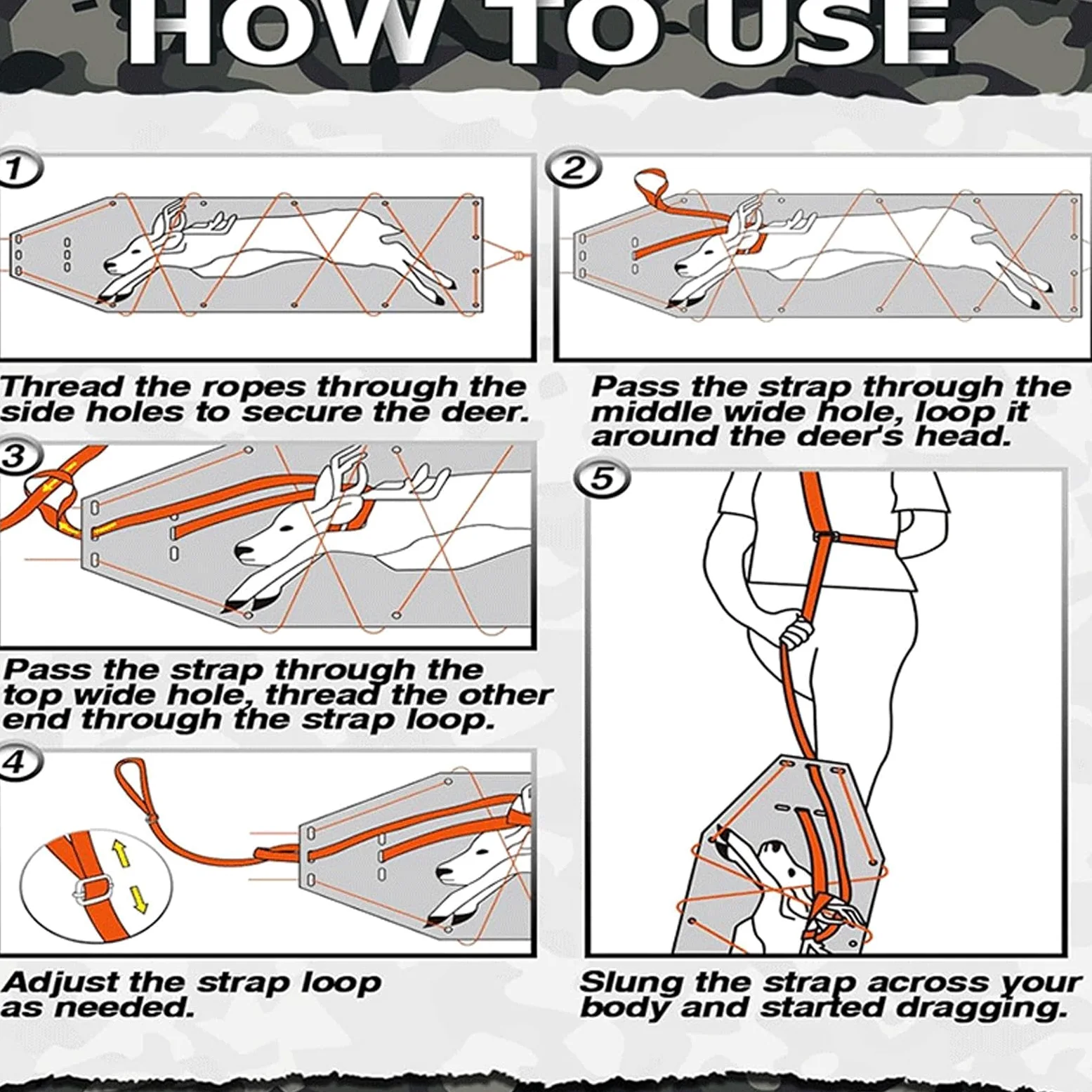 Trineo de arrastre de ciervos, transportador de ciervos para arrastrar peso, equipo de caza de ciervos resistente, accesorios de caza, carrito de ciervos para transportar leña, troncos, equipo de