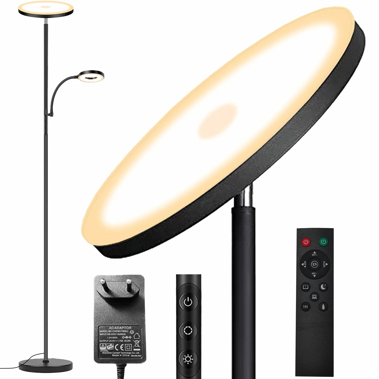 Yikuneng Lámpara de Pie LED Regulable 42W 4500LM con Control Remoto y Táctil