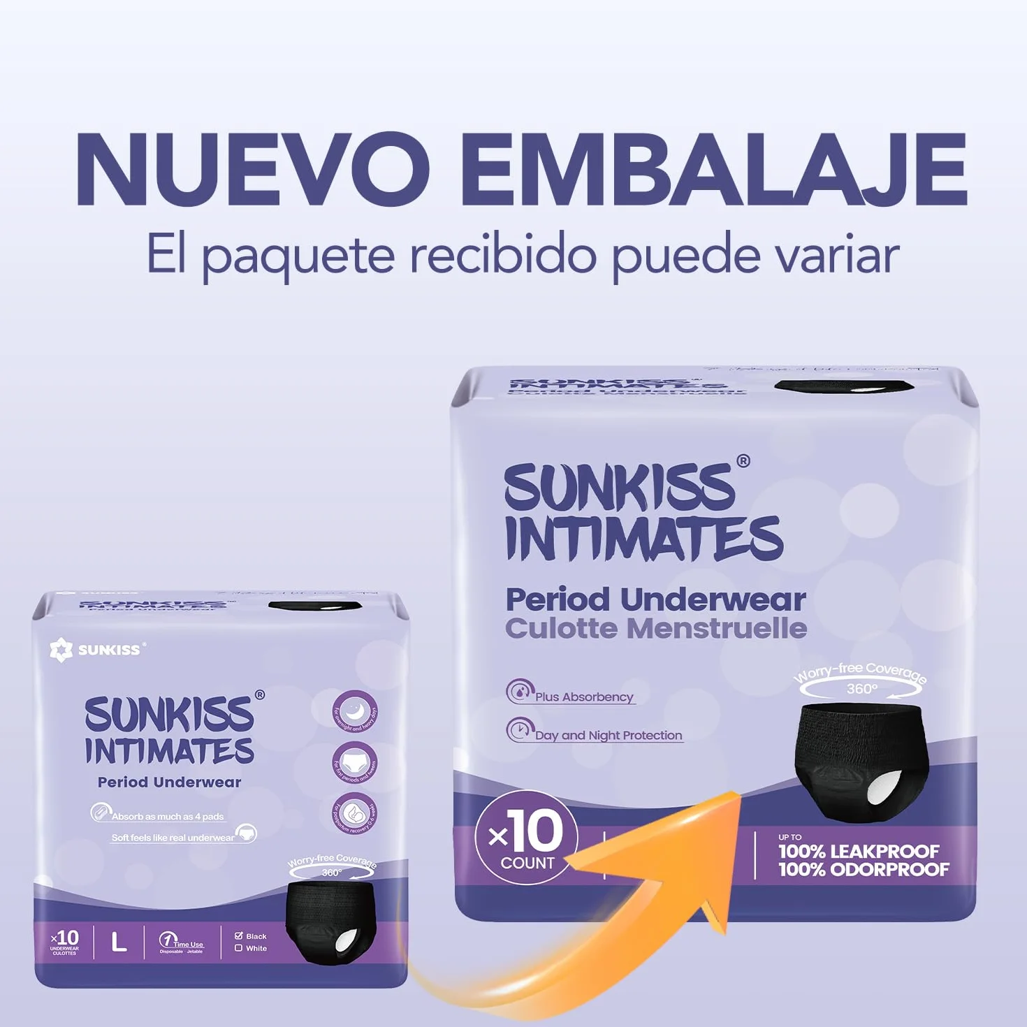 Bragas Menstruales Desechables para Flujo Abundante, Postparto, a Prueba de Fugas, Negro, Talla L, 10 Unidades