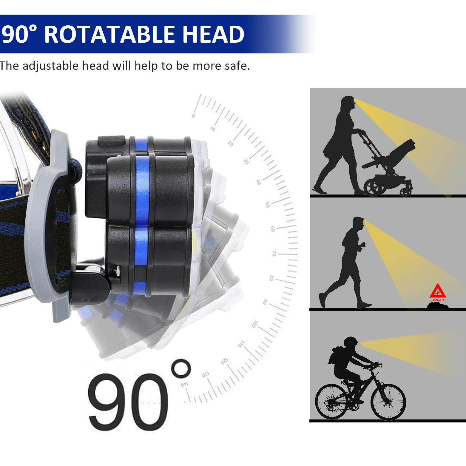 Linterna frontal recargable, 8 LED de 18000 lúmenes, súper brillante, impermeable, con luces rojas, 8 modos de luz, lámpara de cabeza para luz de emergencia al aire libre, pesca, senderismo,