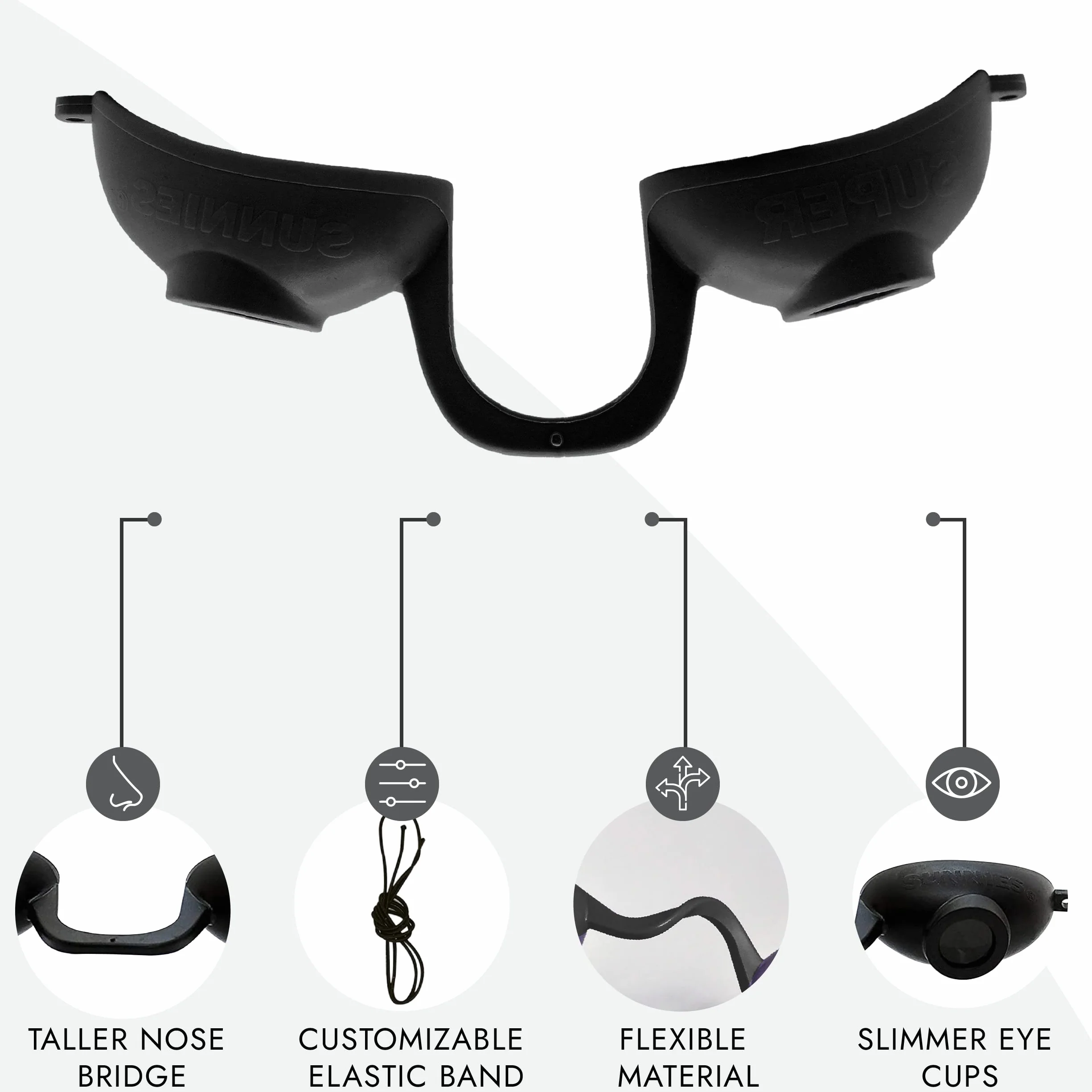 Super Sunnies EVO FLEX Flexible Tanning Bed Goggles UV Protection Black
