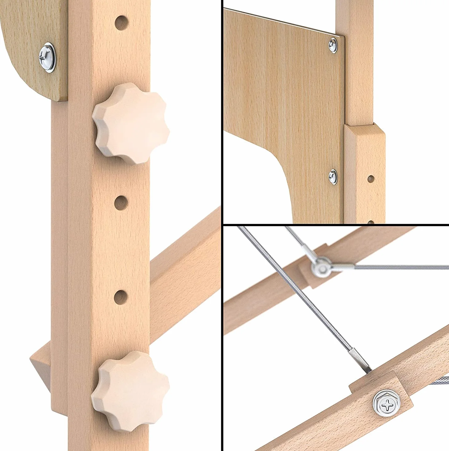 Camilla de Masaje Profesional de Madera, 180x56cm, Altura Ajustable 64-84cm, Plegable, Negro
