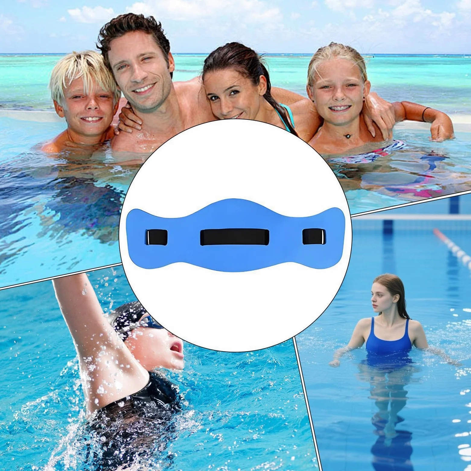Cinturón de flotación | Accesorios de natación de espuma flotante | Cinturón flotante de natación para ejercicio de piscina | para mujeres y hombres, para interiores y exteriores, playa, río, lago