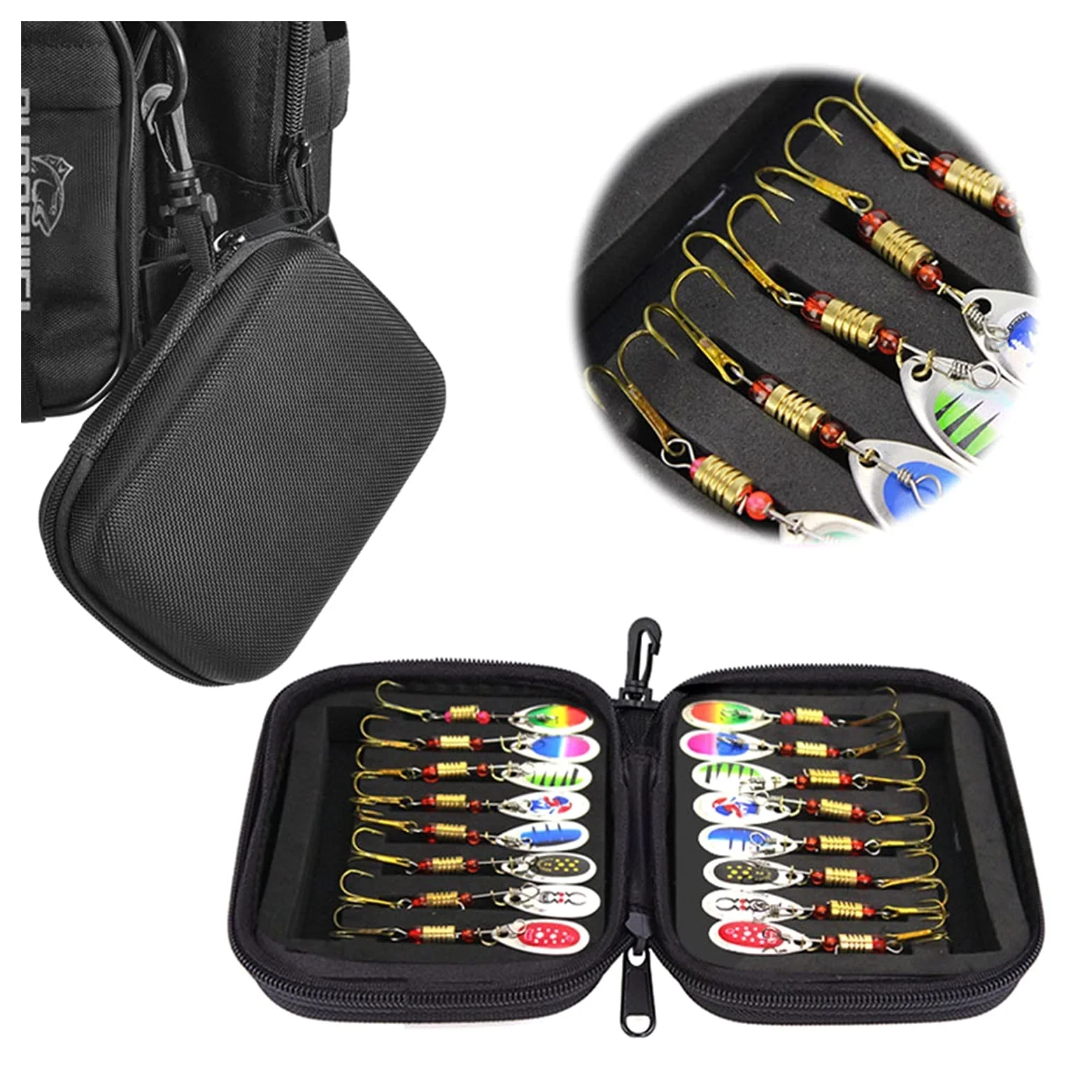 Señuelos de Pesca Fuerza de Pesca Spinners Cebo Cuchara Conjunto con Bolsa de Tackle Trout Bass Bass Salmon Pike Walleye Pesca al Aire Libre Tackle 16pcs Cebos Artificiales