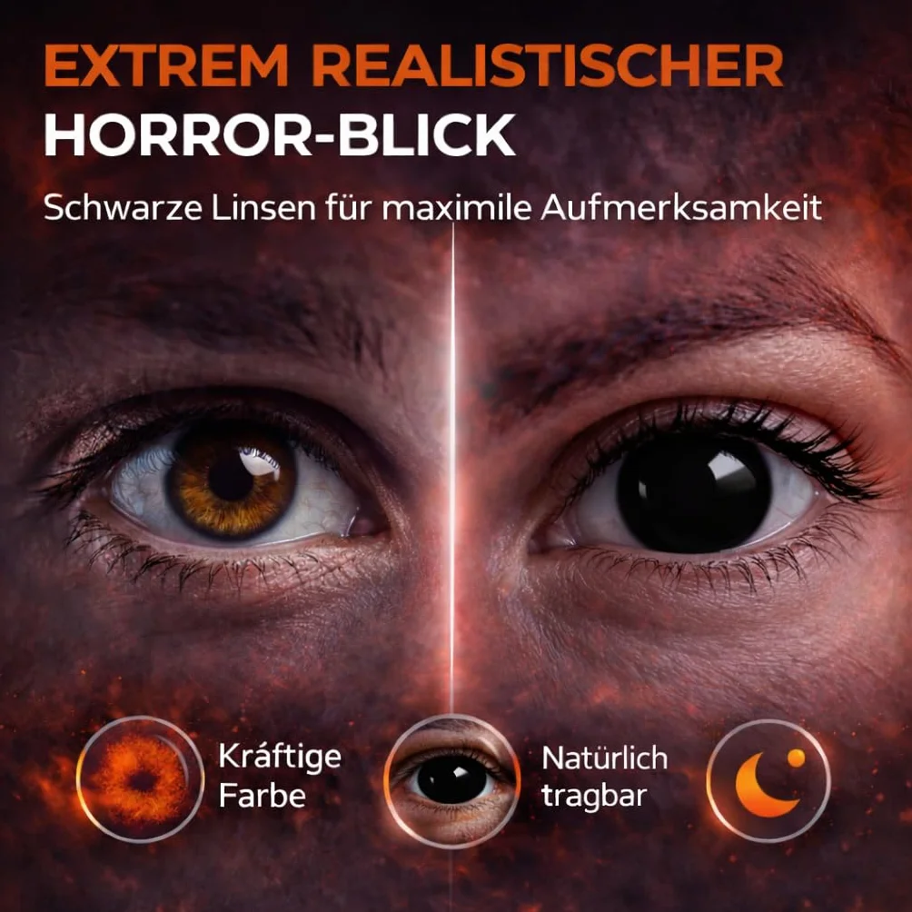 Lentes de contacto de color negro Vampiro Drácula para Halloween sin receta