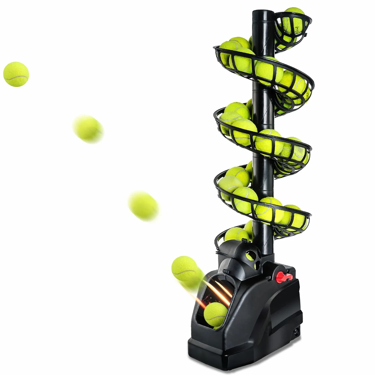 Máquina De Tenis (hasta30 Bolas)Entrenamiento de Tenis para principiantes/niños/entrenadores, cualquier nivel y edad, portátil para uso seguro en el hogar/cancha de tenis, AC&batería&Cable USB