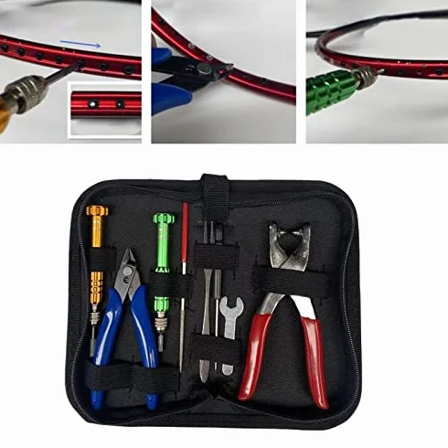Kit de herramientas de abrazadera de cuerda para arrancar, herramientas de máquina de cuerda portátil, alicates de raqueta de bádminton para equipo de reparación de raqueta de tenis, squash