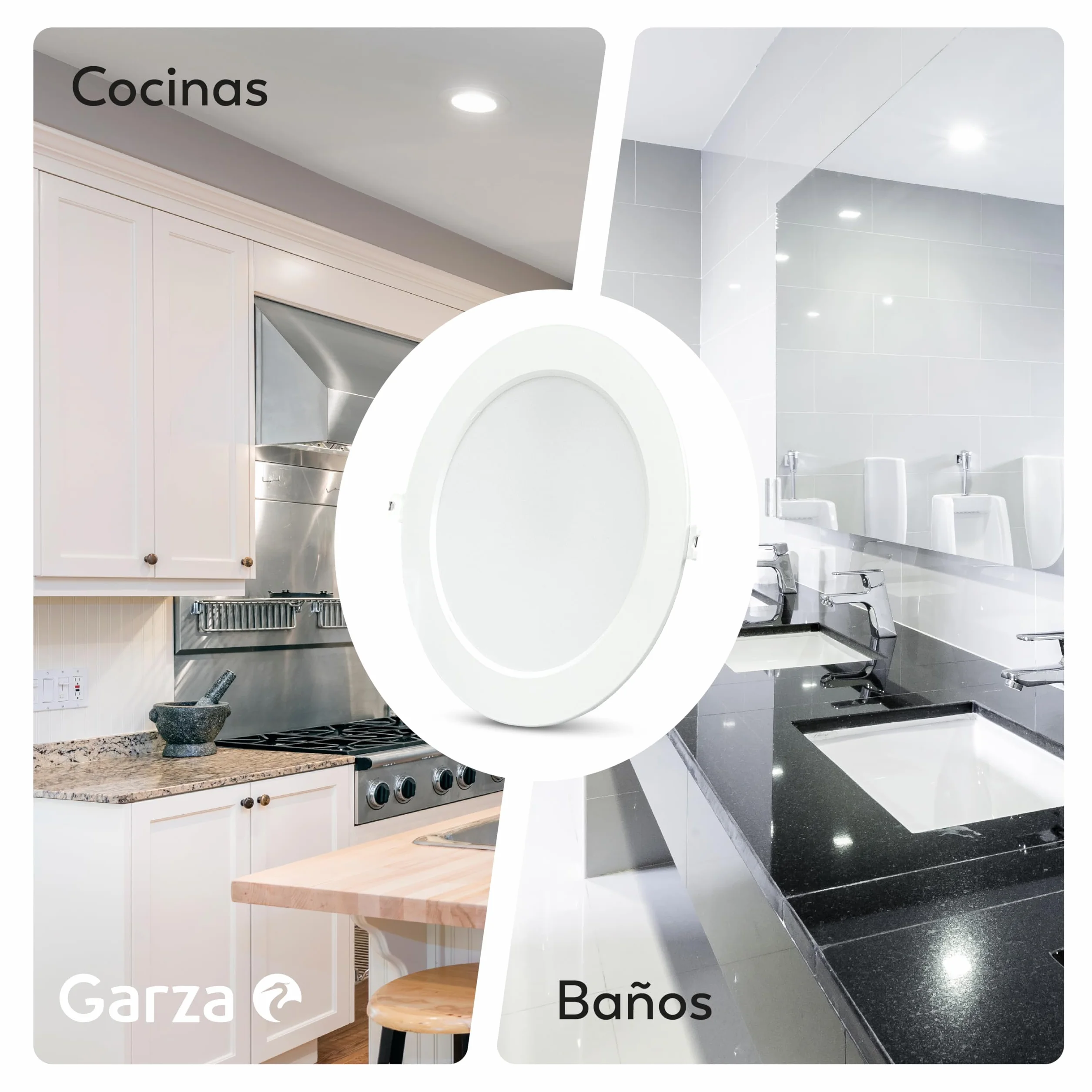 Garza Downlight LED empotrable 18W 6500K Luz Fría Ø220x29mm 120º Lampara de techo plana blanco