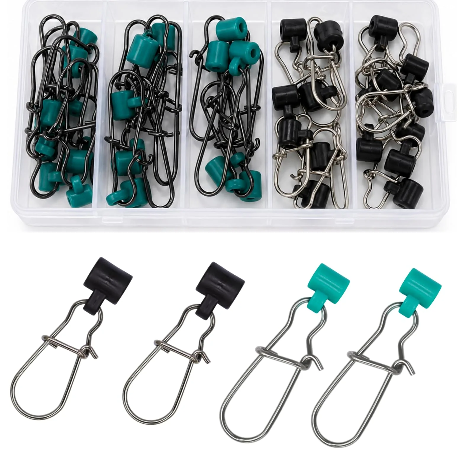 30 toboganes de plomos para pesca, deslizadores de peso de pesca con broches de doble bloqueo, conectores deslizantes de plomero resistentes para aparejos de bagre, pesca de surf, aparejos de