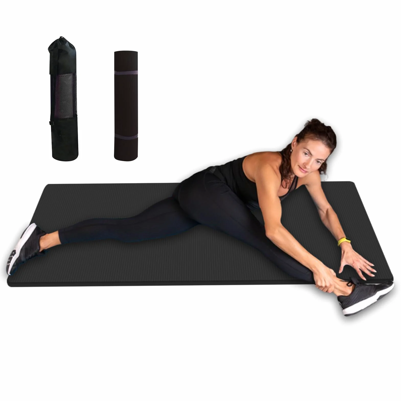 Esterilla de ejercicio | Equipo de entrenamiento antideslizante que absorbe los golpes, tapetes de yoga gruesos y ligeros con correa de transporte | para gimnasio en casa, pilates, entrenamiento