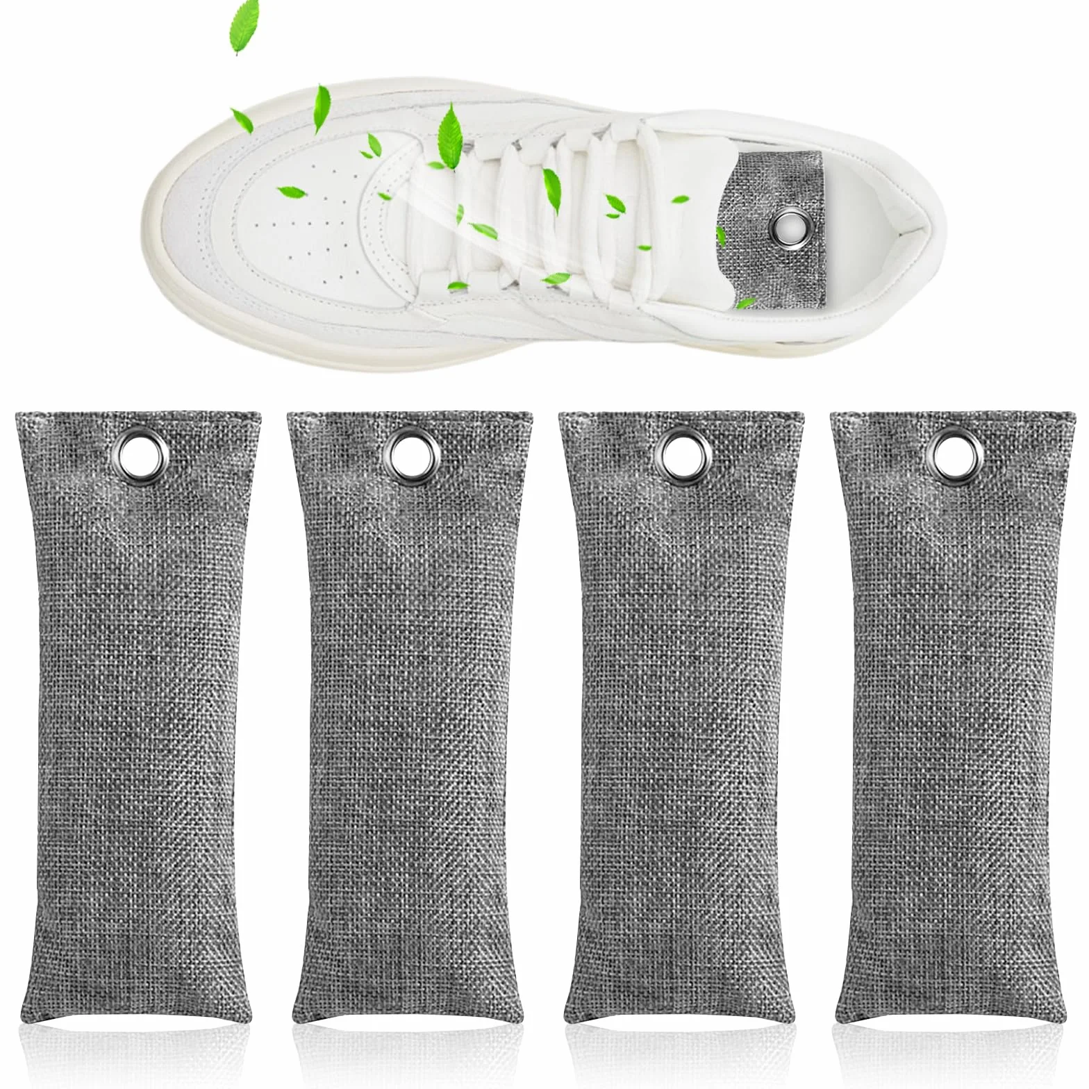Desodorante para zapatos de carbón activo, 4 bolsas, elimina olores y sudor