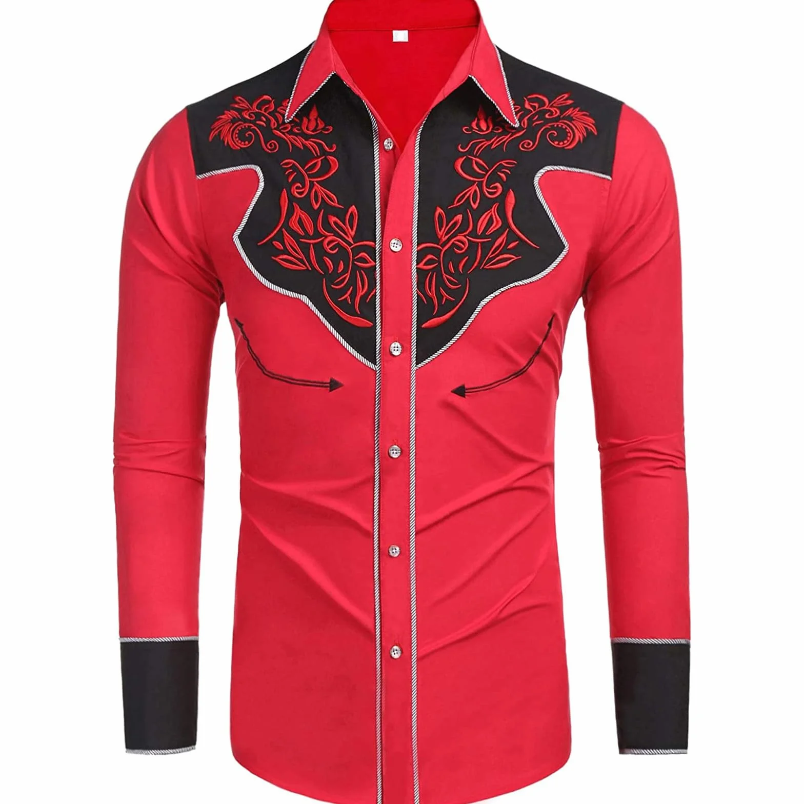 Camisa vaquera manga larga bordada hombre informal