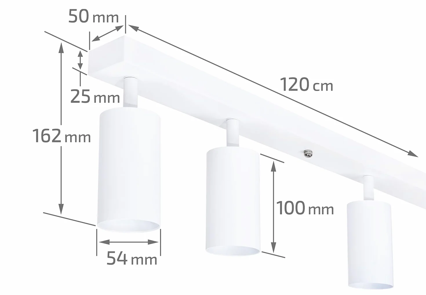 Lámpara de Superficie Viki GU10 5 Focos Blanco 1200x170x40 mm para Pared y Techo
