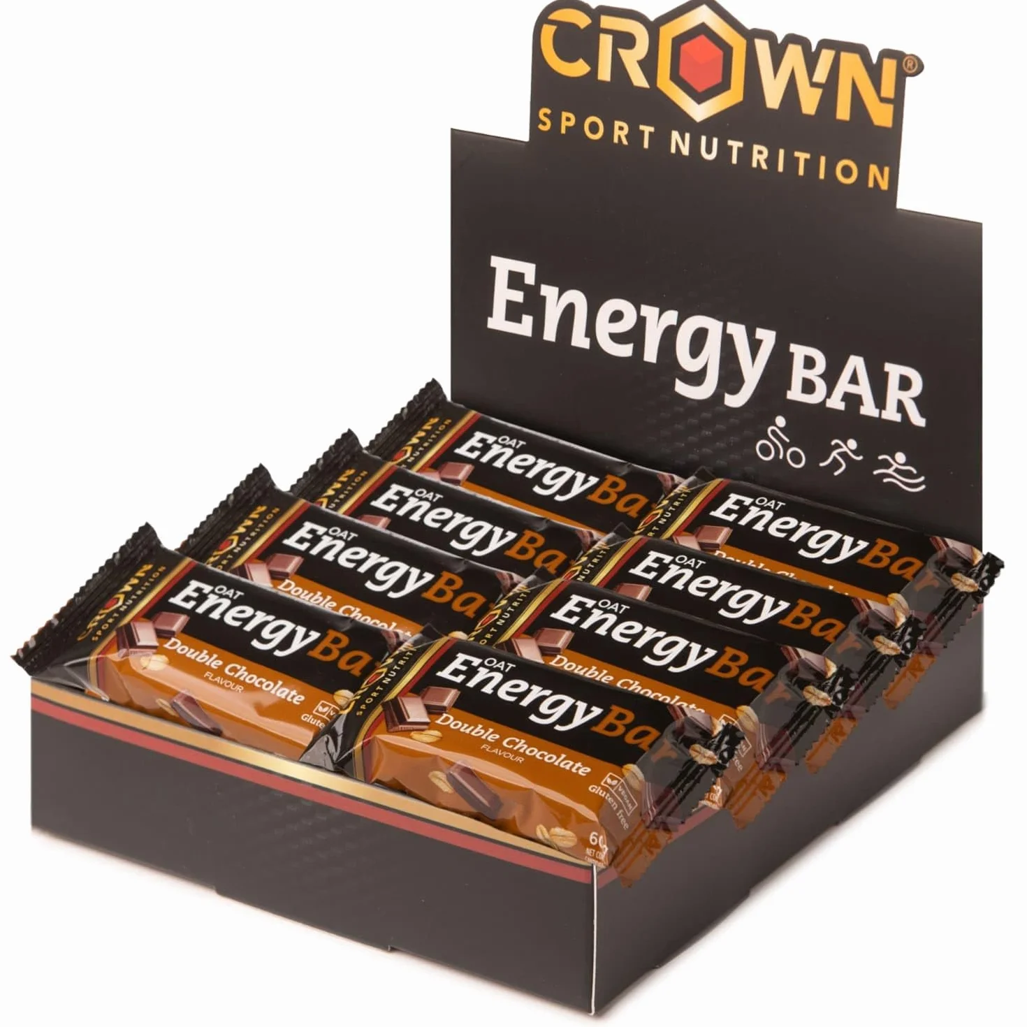 Crown Sport Nutrition Energy Bar 2.0 Barrita Energética Avena sin Gluten 35% Pasta de Dátil 22% Caja 12 x 60 g Vegana