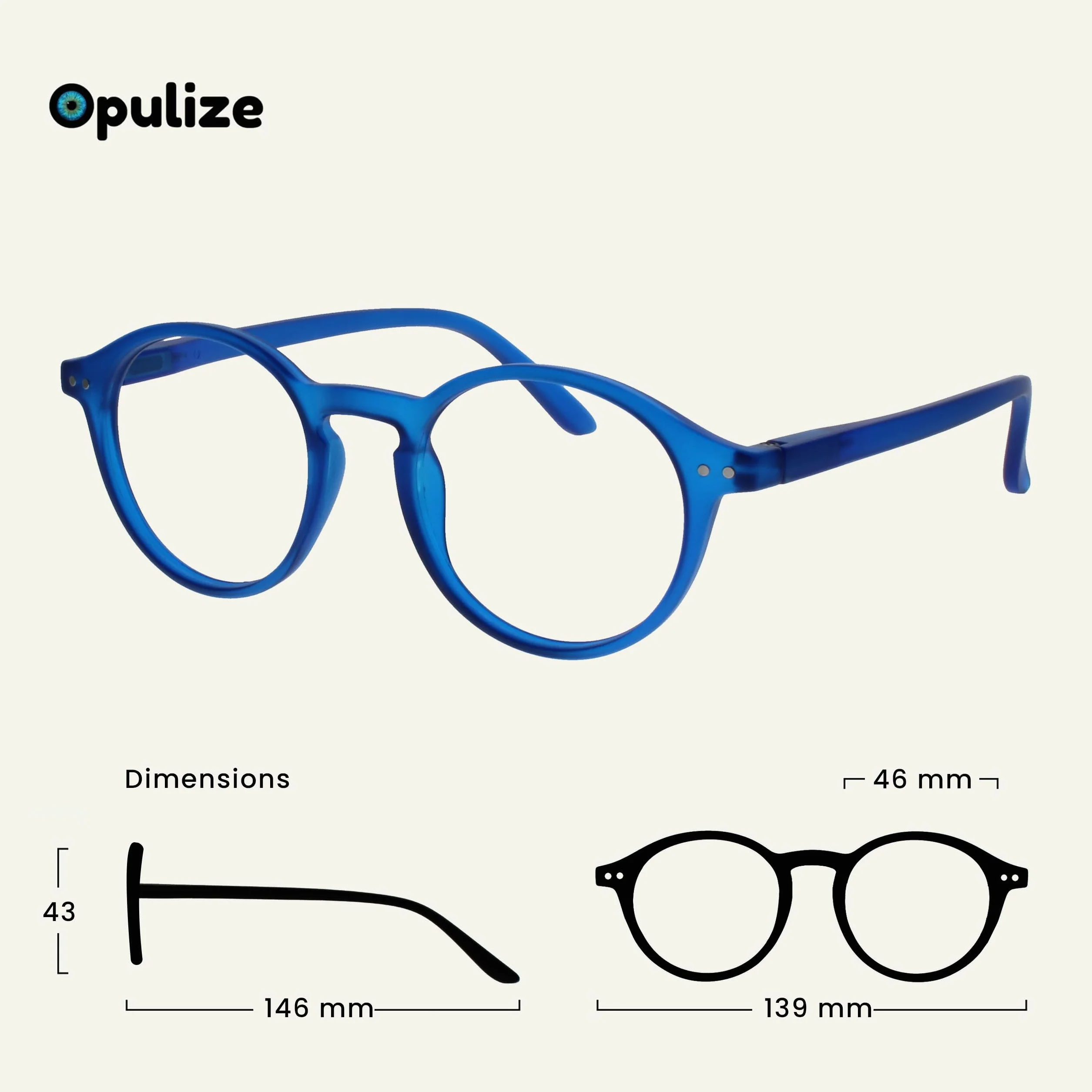 OPULIZE REY Gafas de Lectura Pack 3 Montura Redonda Retro Azul Mate Verde Rojo +1.50