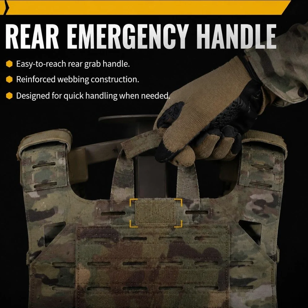 Chaleco Táctico SF V2 Molle Ligero Ajustable Con Bolsa De Almacenamiento Y Asa Rescate, Compacto For Exteriores