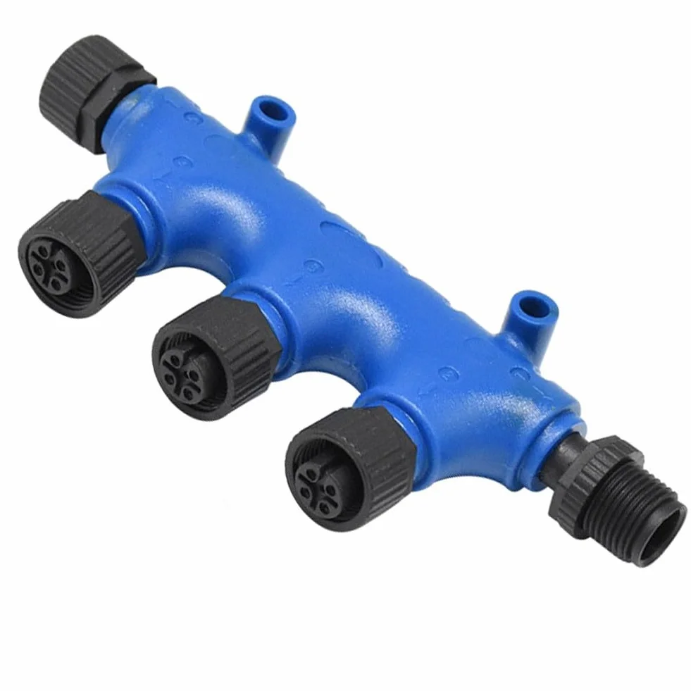 Marine T Connector M12-5P 3-7 Way IP67 NMEA 2000 Backbone Drop Garmin Simrad, conector de latón roscado 12 mm, 1 macho a 6 hembra