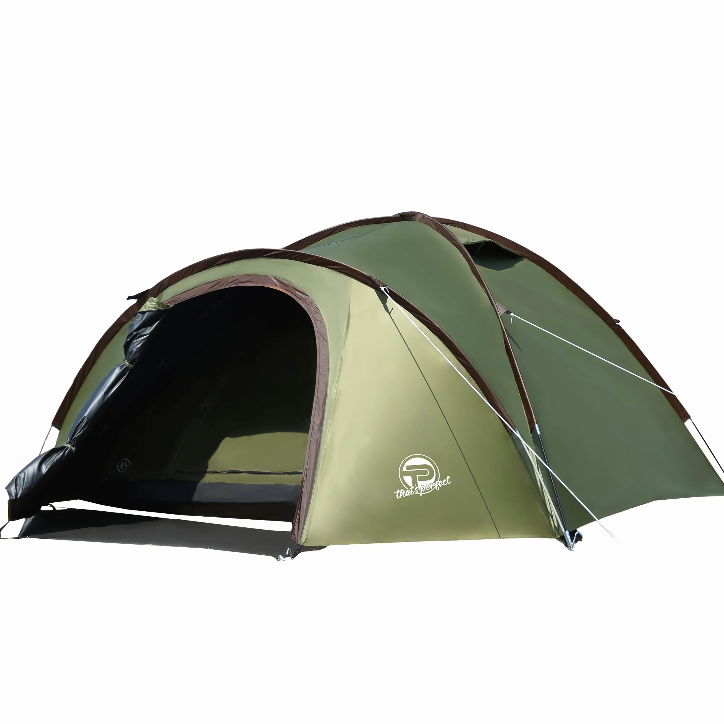 Tienda de campaña 3-4 Personas, Doble Pared, Ligera e Impermeable; Interior Oscuro, mosquitera, Cuerdas Fluorescentes, piquetas reforzadas, vestíbulo con Lona y Bolsa de Transporte