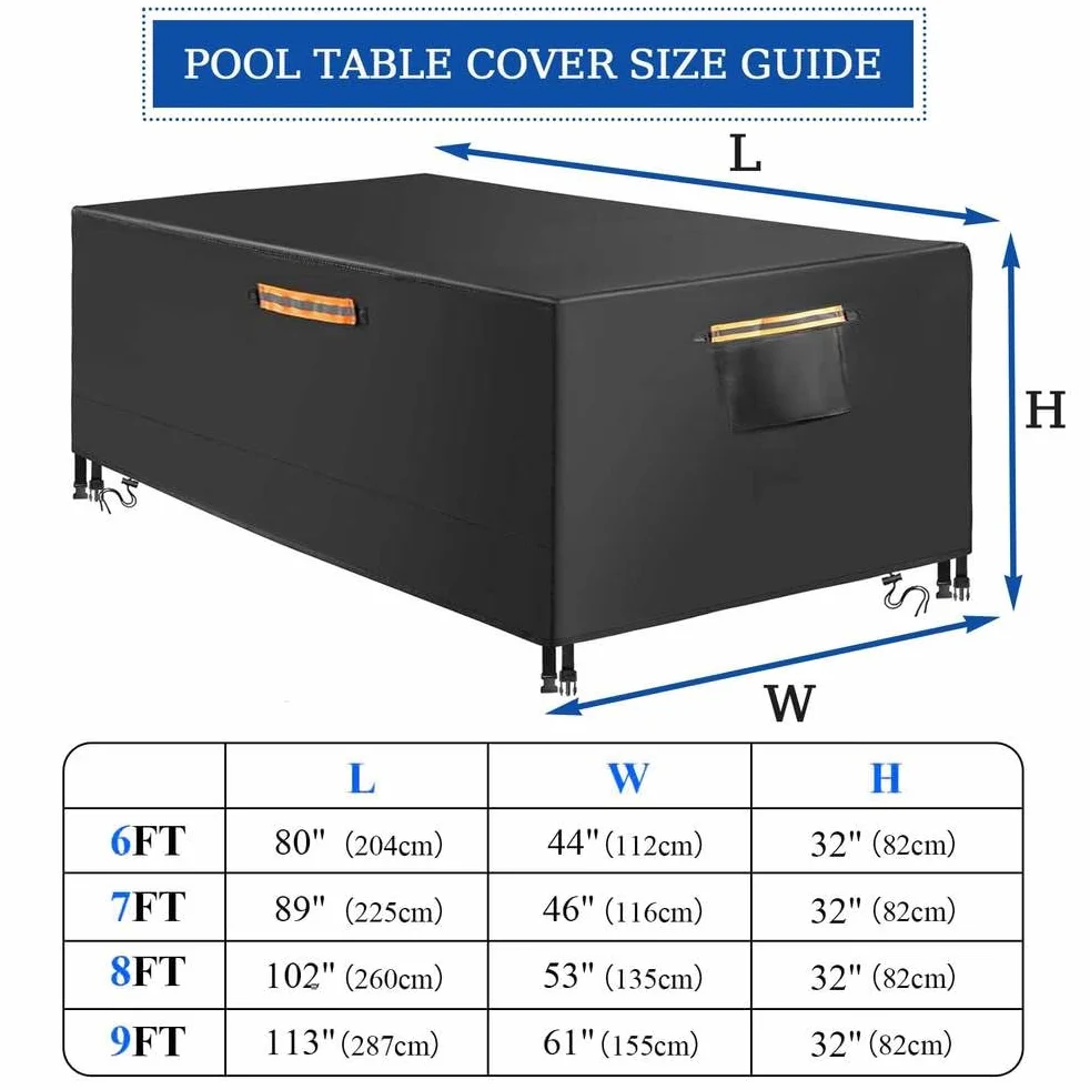 Funda para Mesa de Billar de 6/7/8/9 Pies, Funda Impermeable y a Prueba de Polvo para Mesa de Billar, Funda Resistente para Mesa de Billar de Snooker