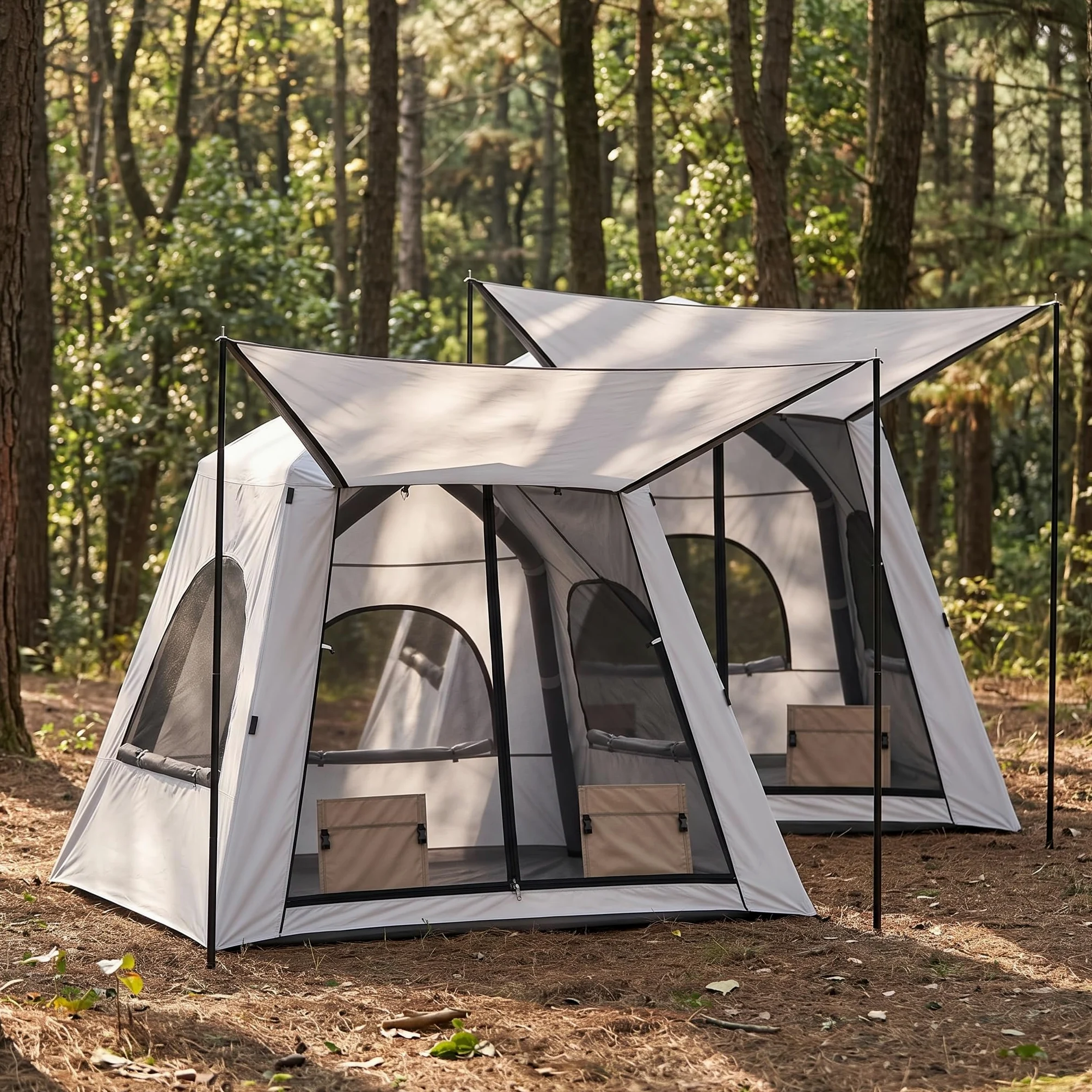 Tienda Inflable Camping para 3 y 6, Tienda Impermeable Montaje rápido, para Noche