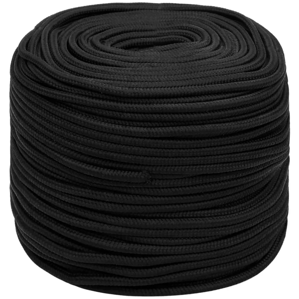 Cuerda trenzada de polipropileno de 10 mm y 50 m, color negro, resistente a la intemperie para vela, camping, resistente a la rotura