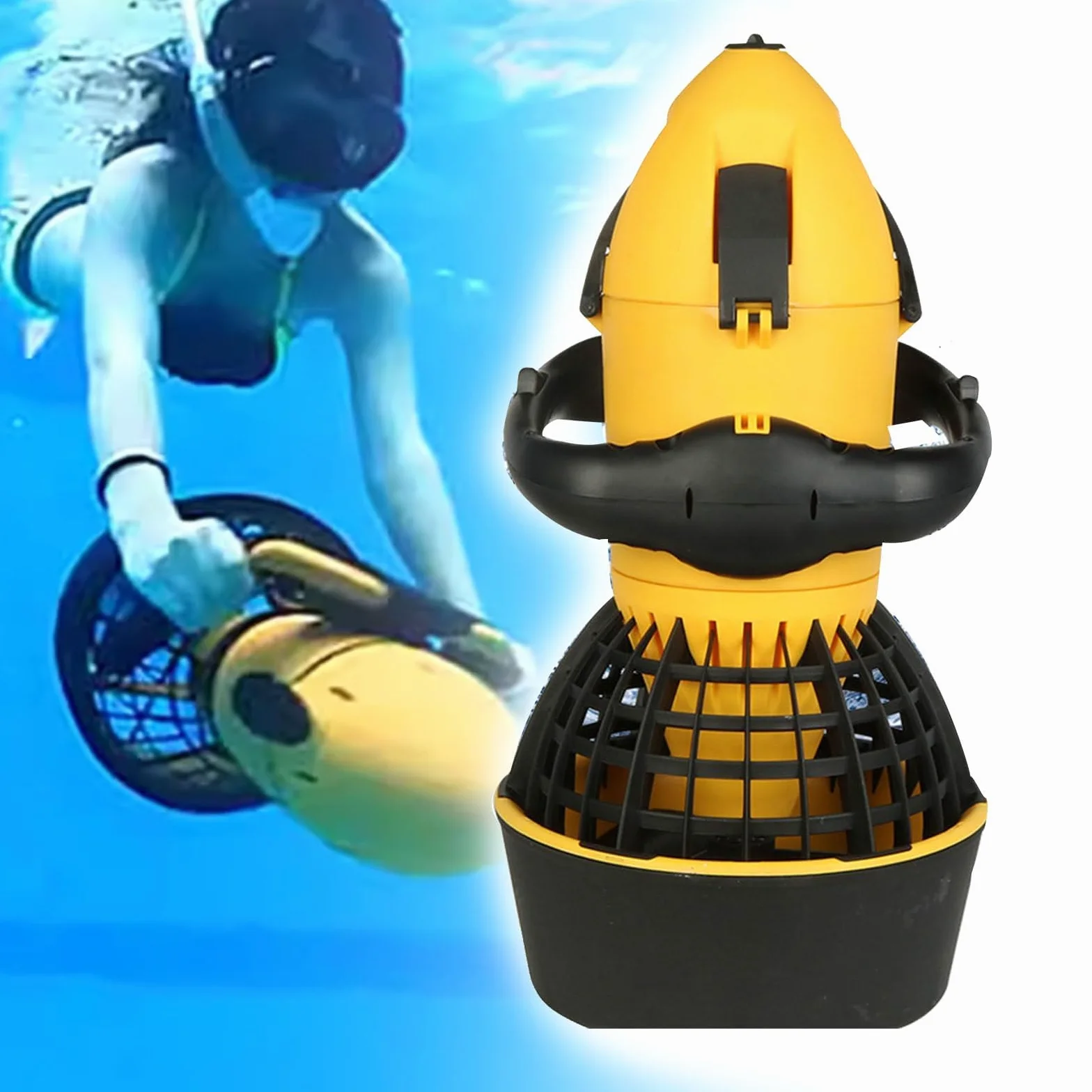 Scooter Submarino de 500W, Vehículo Eléctrico de Propulsión para Buceo con 2 Velocidades y Batería de 24V 10Ah - Hélice Acuática para Profundidades de 20M para Snorkel, Natación y Aventuras Marinas