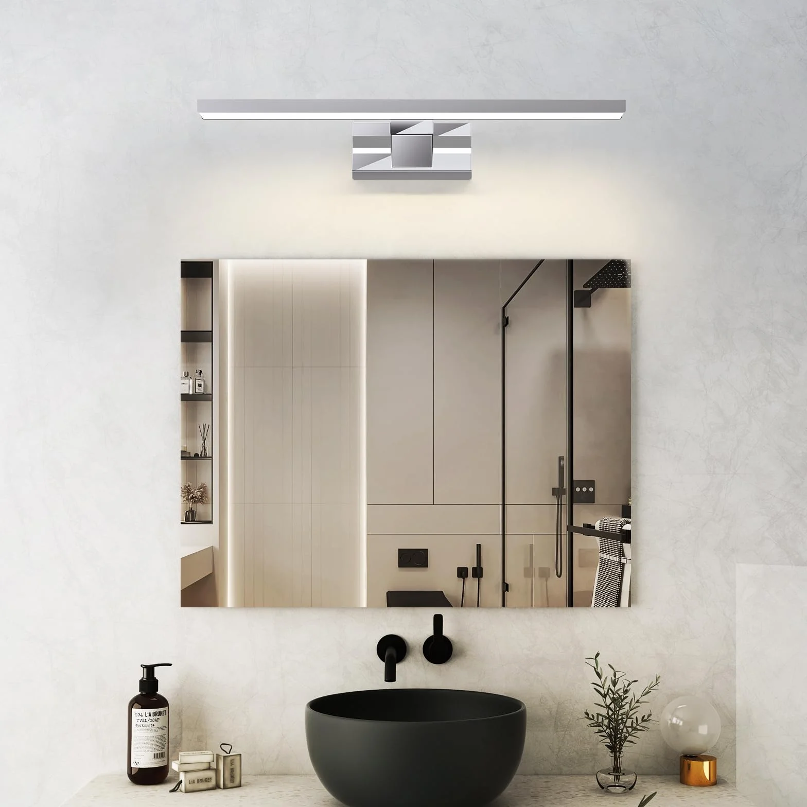 Homefire Luz de pared LED 8W 40cm Cromo IP44 4000K para espejo de baño