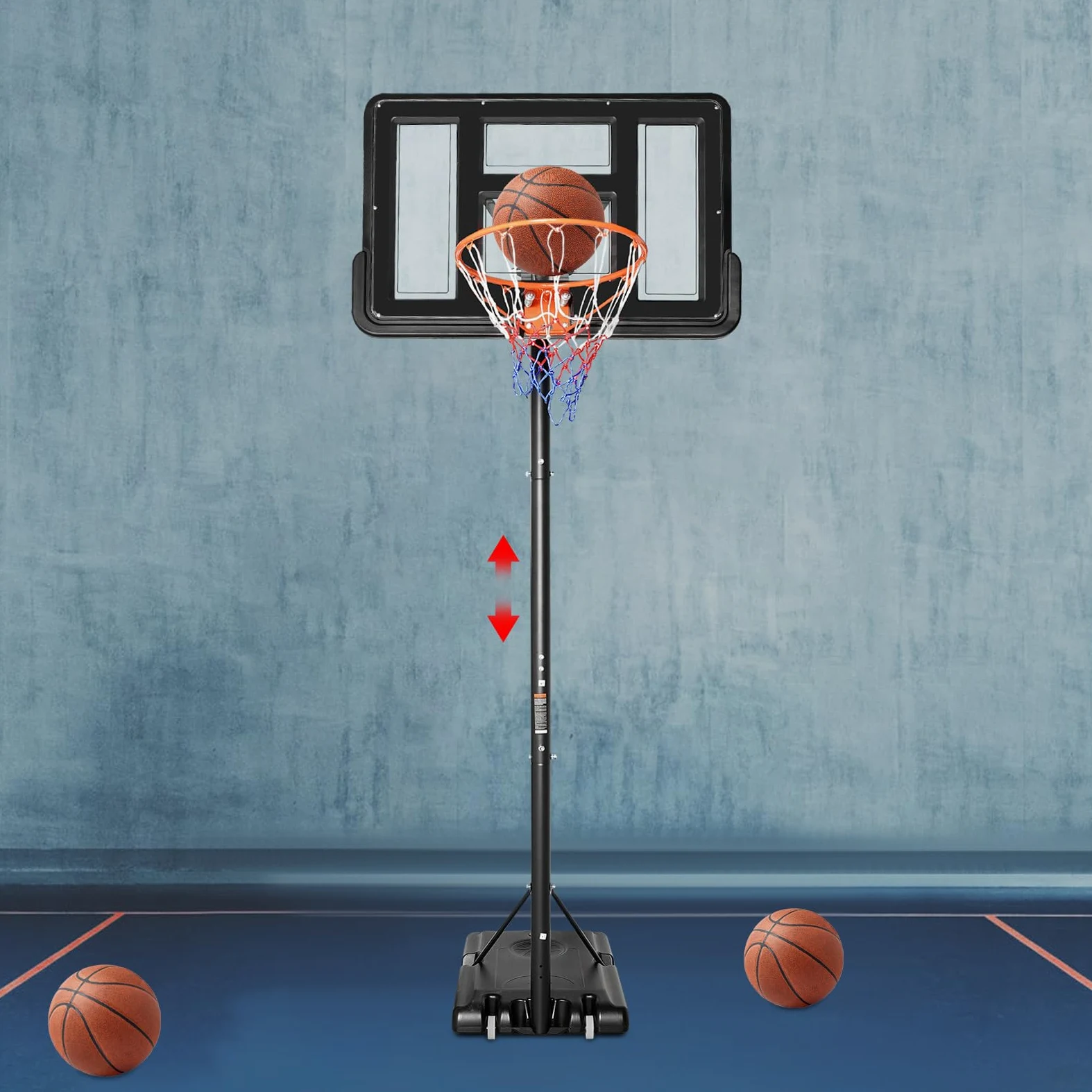 Canasta de baloncesto portátil para exteriores con ruedas, altura ajustable de 170 a 305 cm, canasta de baloncesto móvil con soporte, para jóvenes y adultos