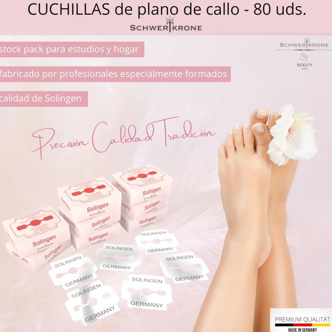 Schwertkrone Cuchillas de cepillo para callos 80 piezas acero inoxidable pedicura