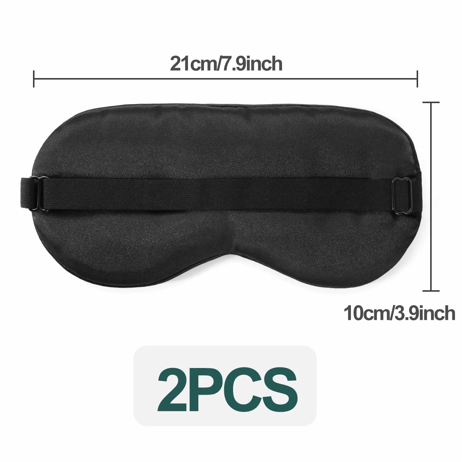 Antifaz para Dormir de Seda 2 Piezas Ultrasuave, Correa Ajustable, Negro